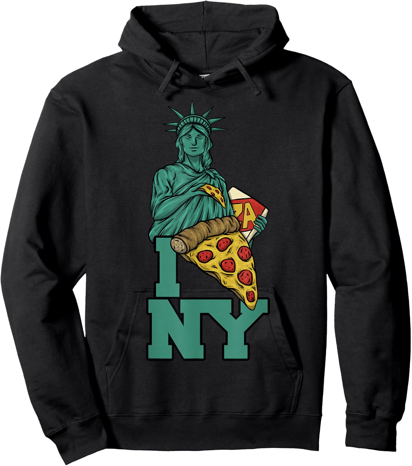 I Love New York Pizza Statue of Liberty USA America Food Hoodie - Hoodie | Black