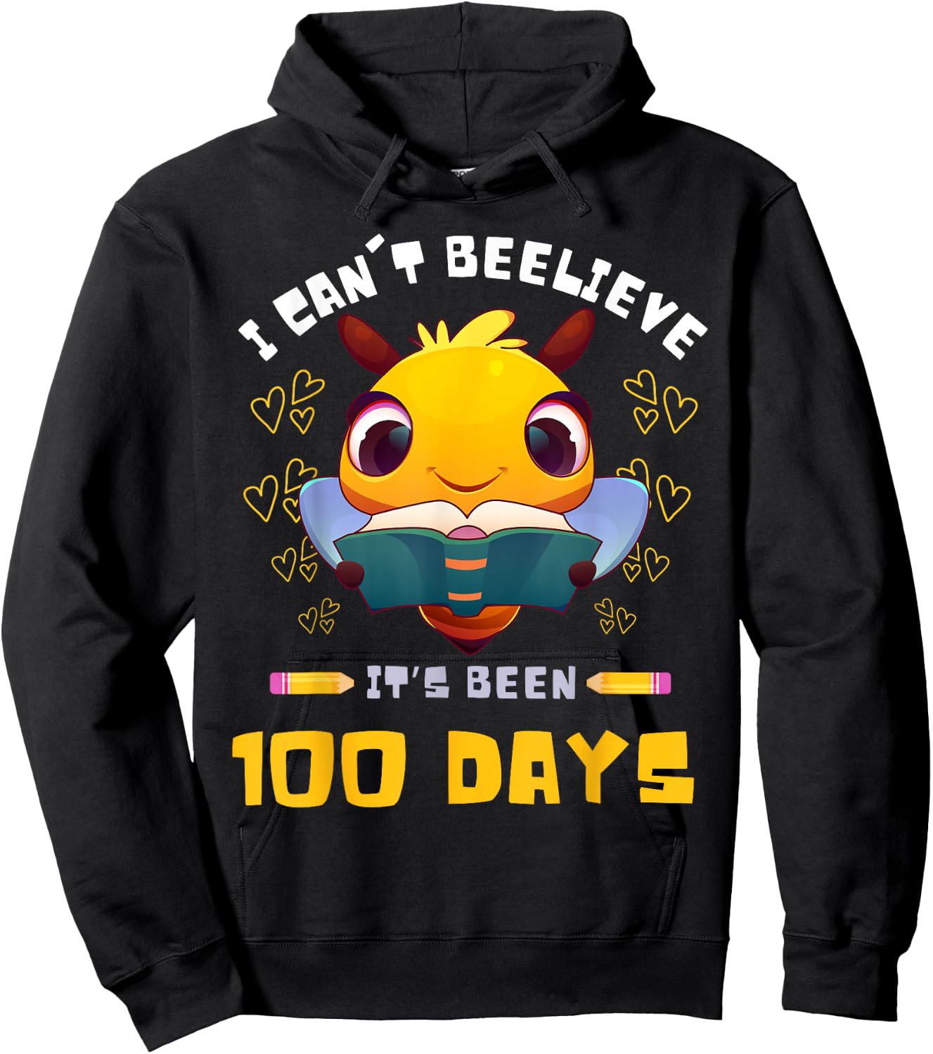 I Can't Believe it's Been 100 Days 100th Day Of School Bee Hoodie - Hoodie | Black