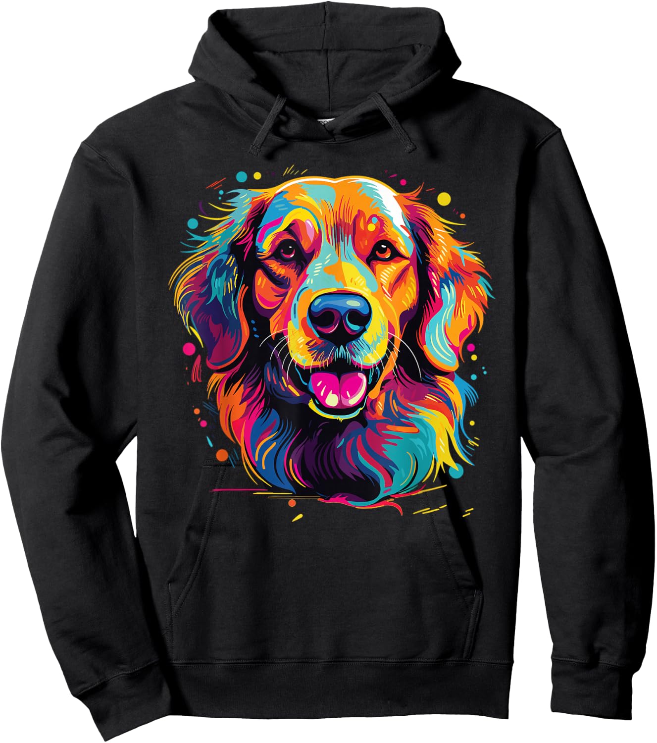 Watercolor Colorful Golden Retriever Dog Hoodie - Hoodie | Black