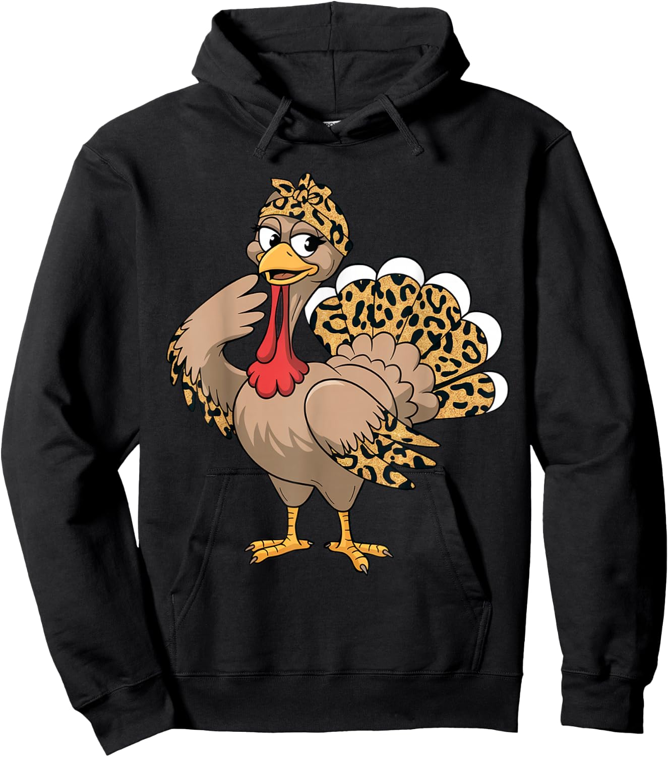Thanksgiving Turkey Women Girl Leopard Autumn Fall Season Hoodie - Hoodie | Black