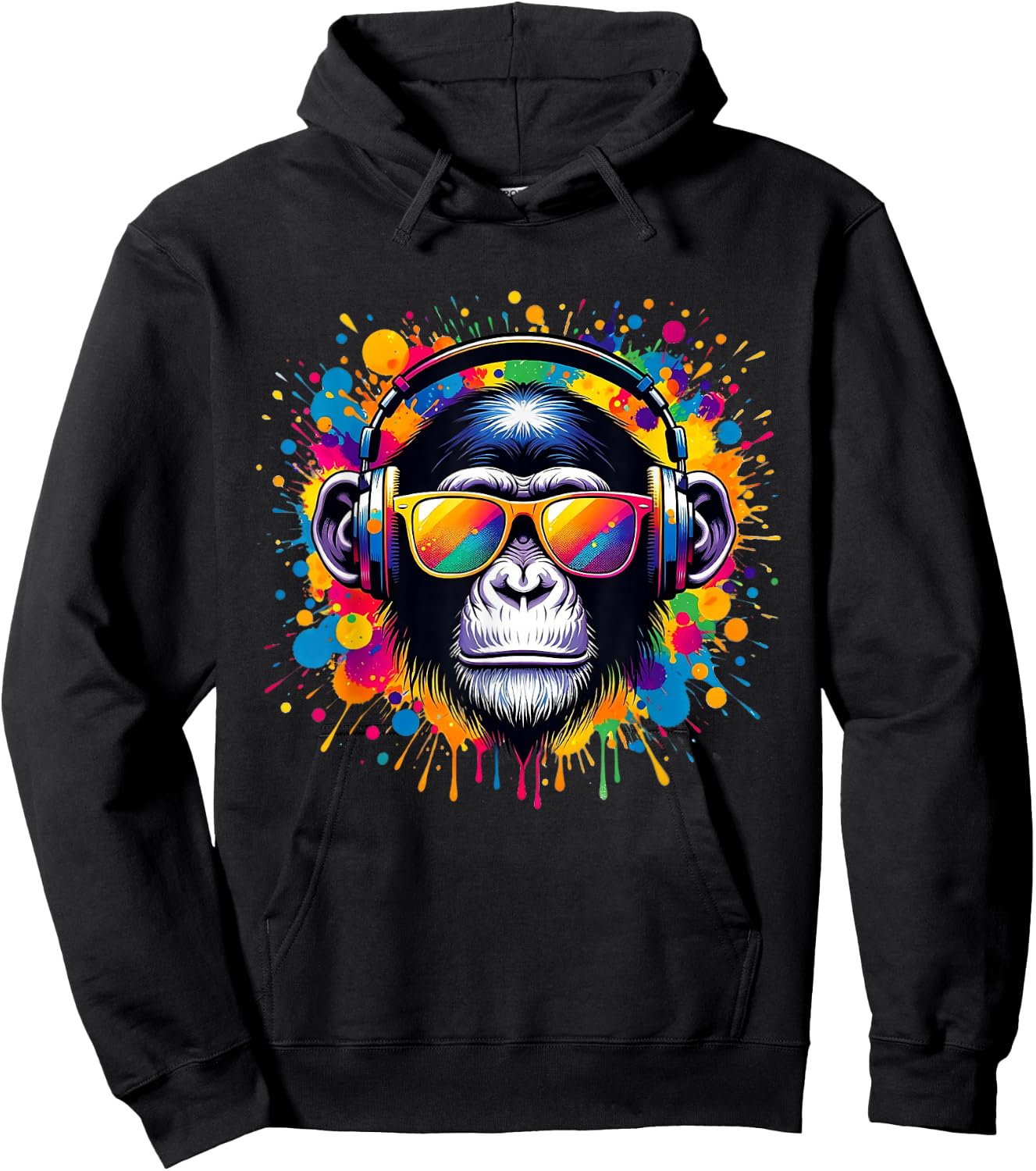 DJ Affen Monkey mit Kopfhörer und Sonnenbrille Herren Jungen Hoodie - Hoodie | Black