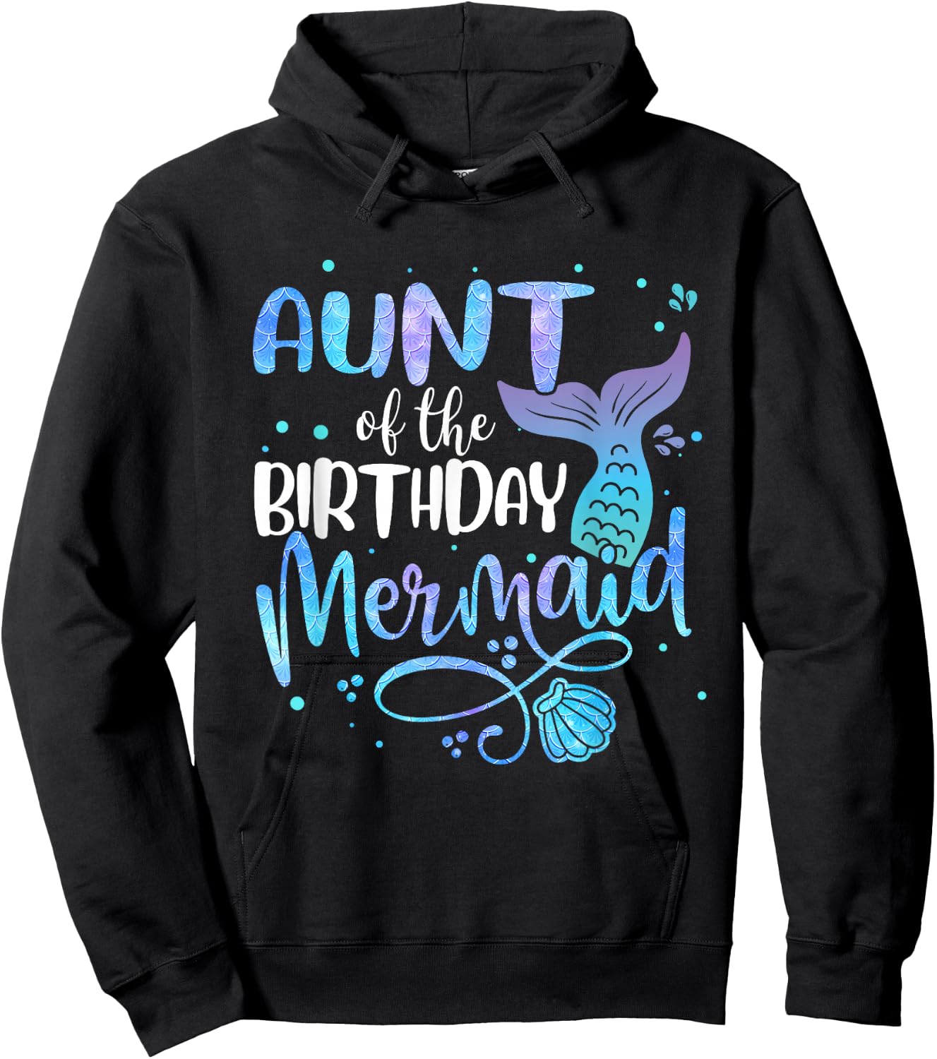 Aunt Of The Birthday Mermaid Family Matching Party Squad Hoodie - Hoodie | Black