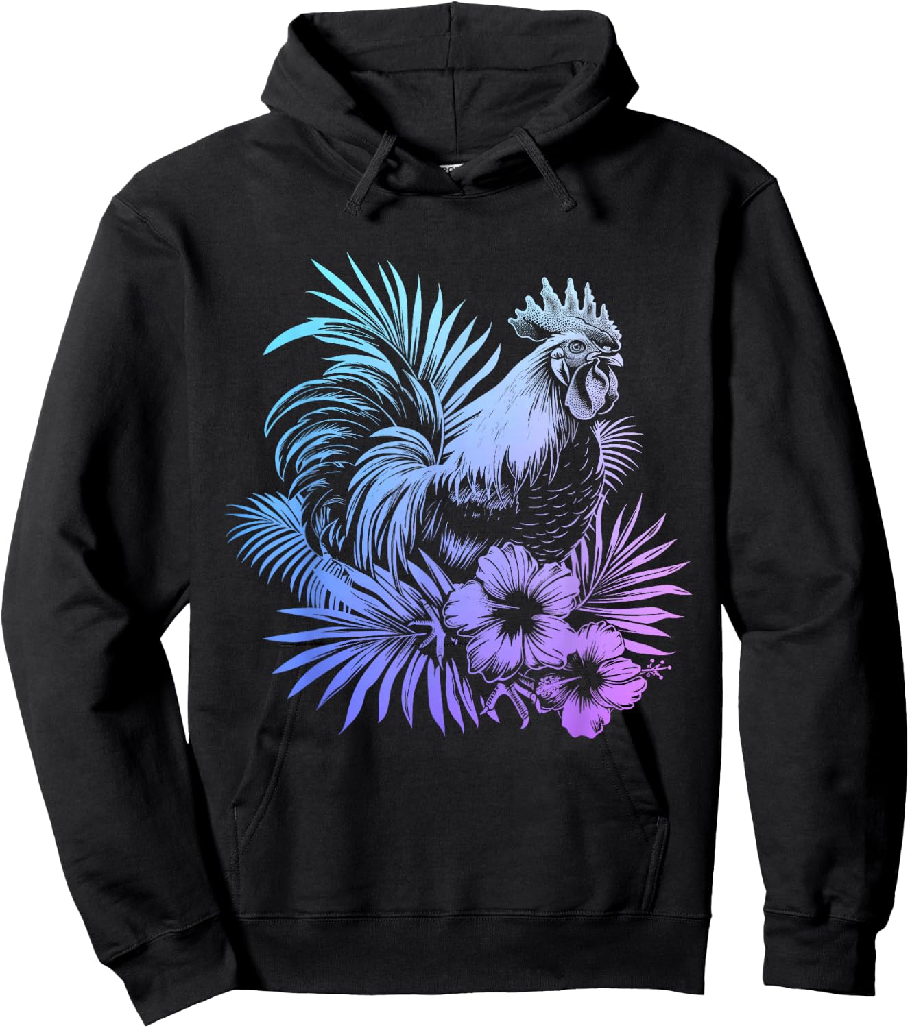 Rooster Hawaiian Flowers Chicken Kauai Hawaii Vintage Hoodie - Hoodie | Black