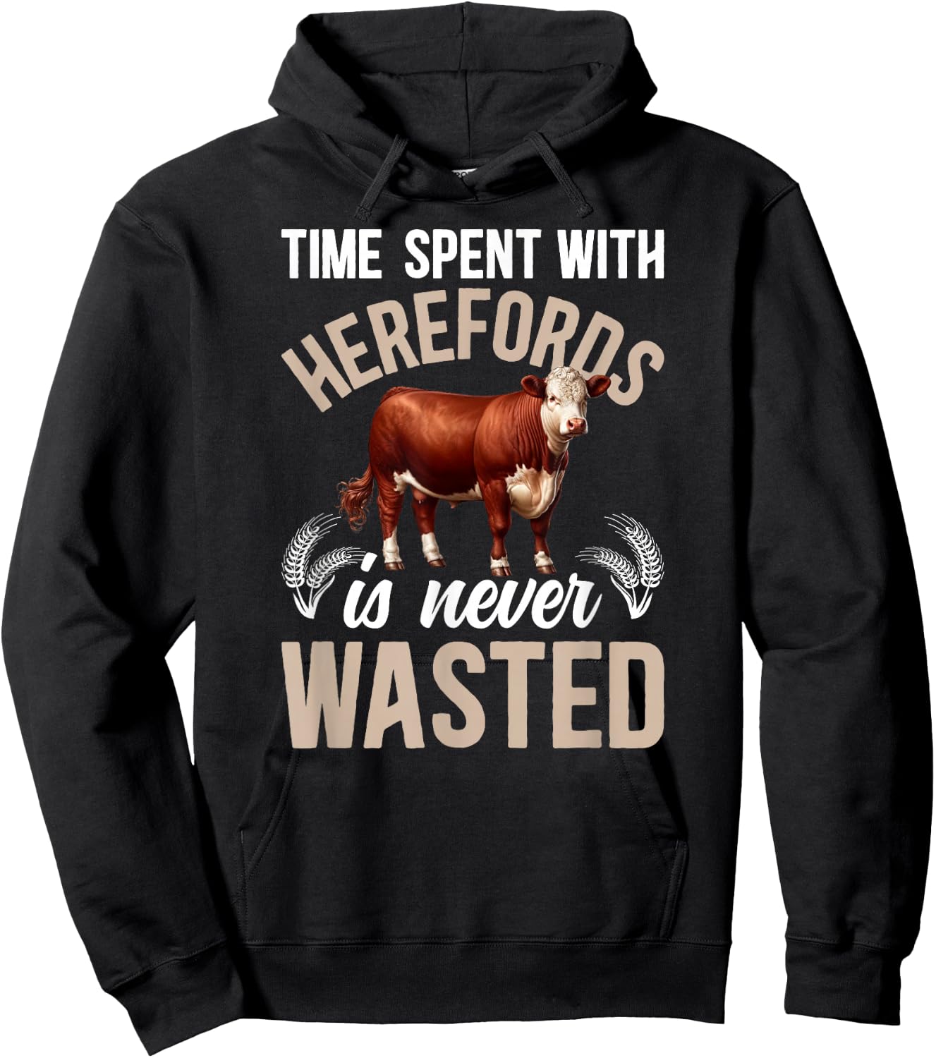 Time Spent With Hereford Cow Lover Hereford Cattle Hoodie - Hoodie | Black