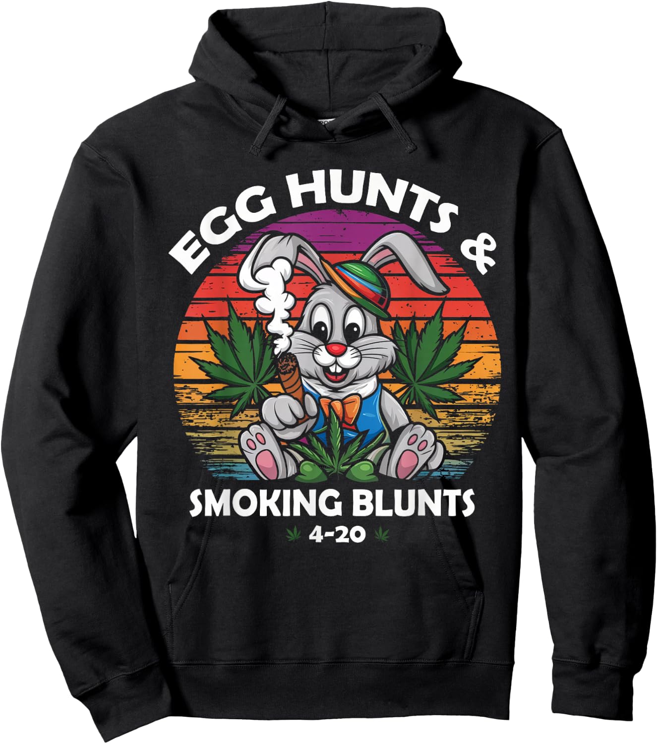 Stoned Easter Bunny With Joint 4/20 Marijuana Easter 420 Day Hoodie - Hoodie | Black