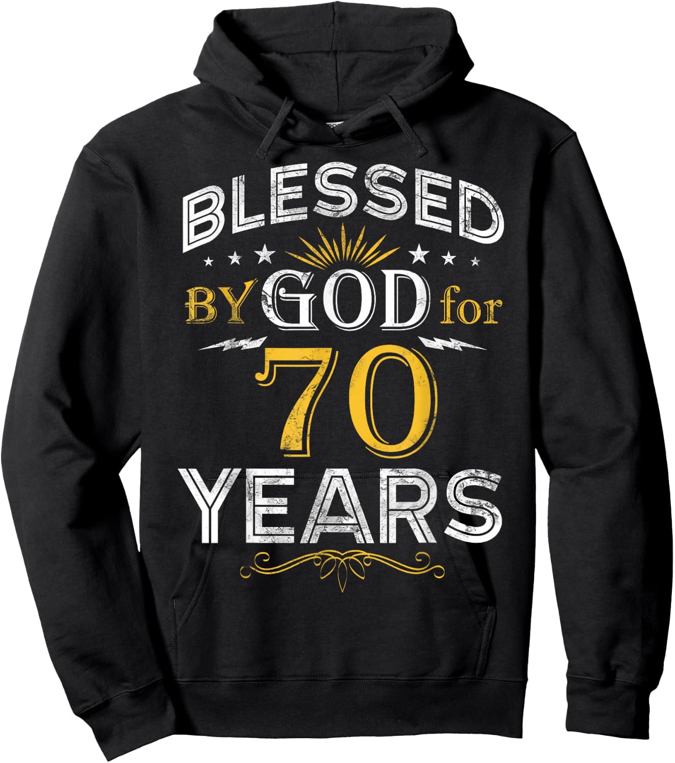 Vintage Blessed by God for 70 Year Old Birthday 70th Hoodie - Hoodie | Black