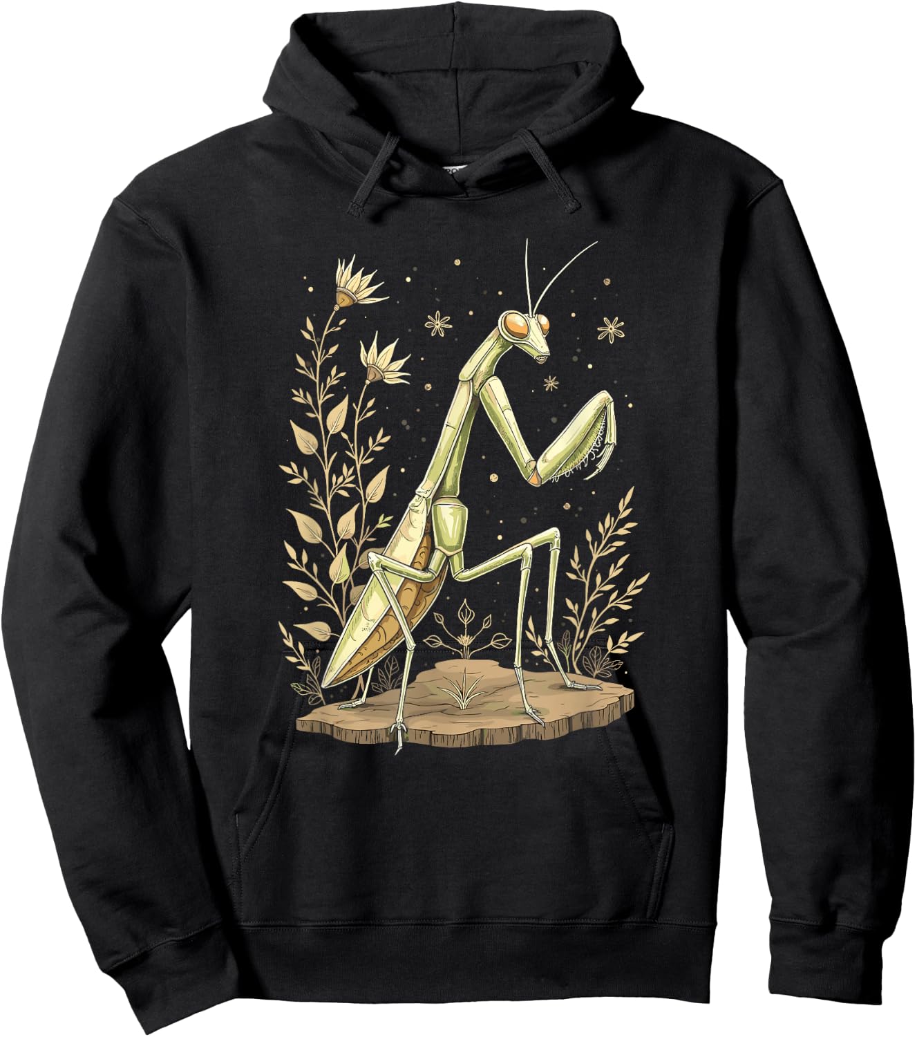 Praying Mantis Nature Art Vintage Hoodie - Hoodie | Black