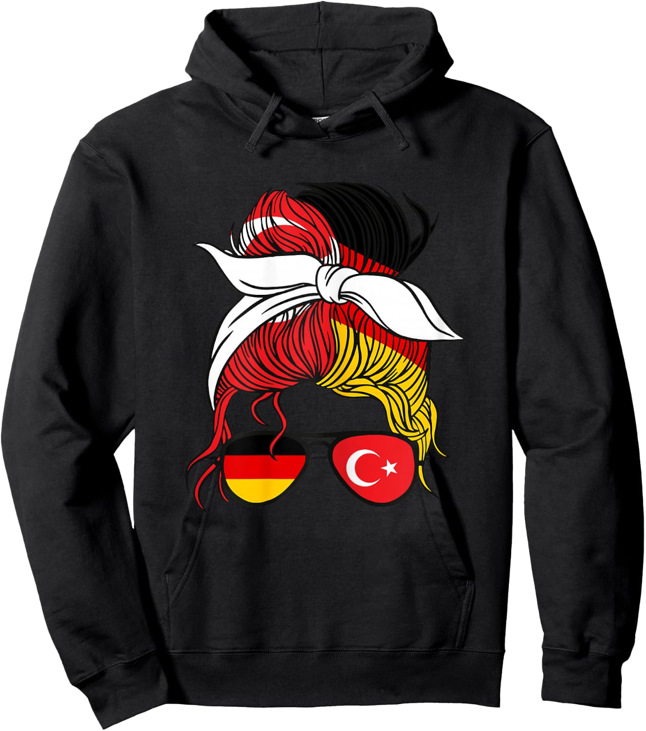 Half German Half Turkish Girl Apparel - Frauen - Mädchen - Weiß - Kurzarm - XS - - Turkiye Halb Deutsch Türkisch Mädchen Türkei Deutschland Hoodie - Hoodie | Black