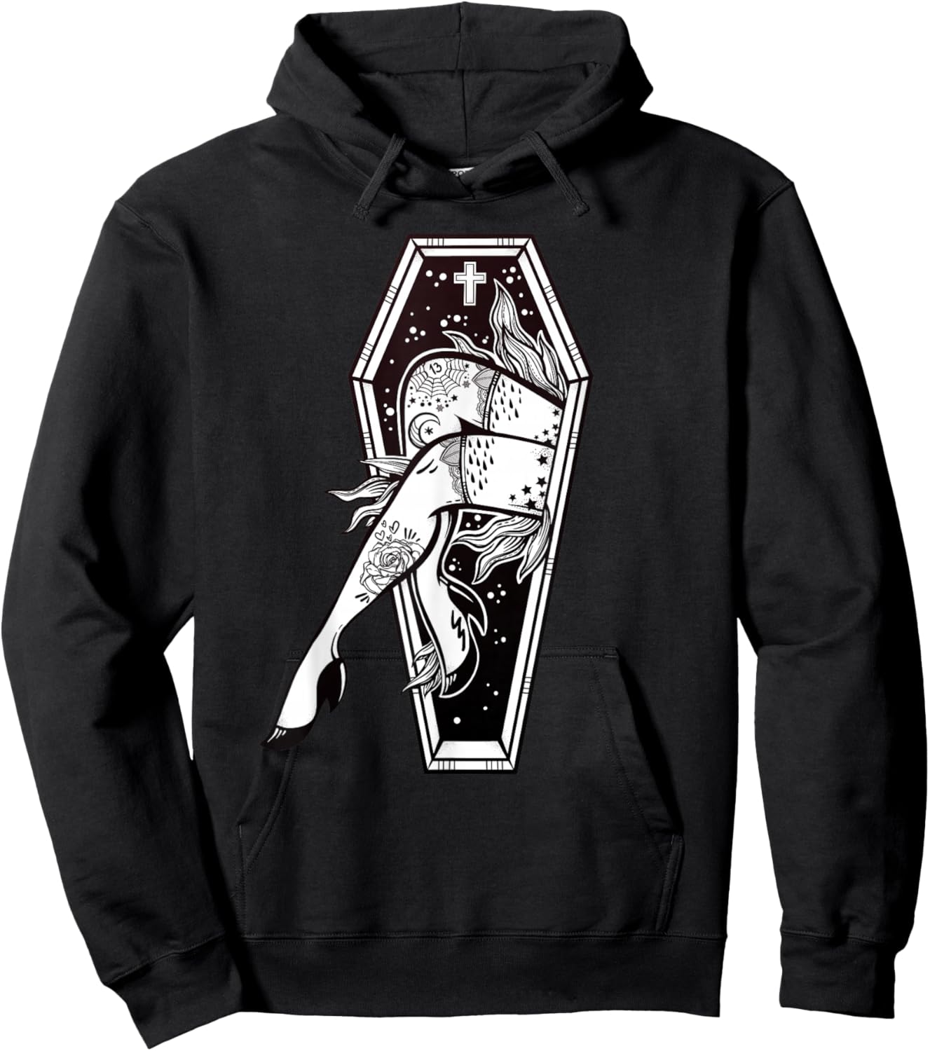 Sexy Zombie Legs - Flash Tattoo Coffin - Pin-Up Hoodie - Hoodie | Black