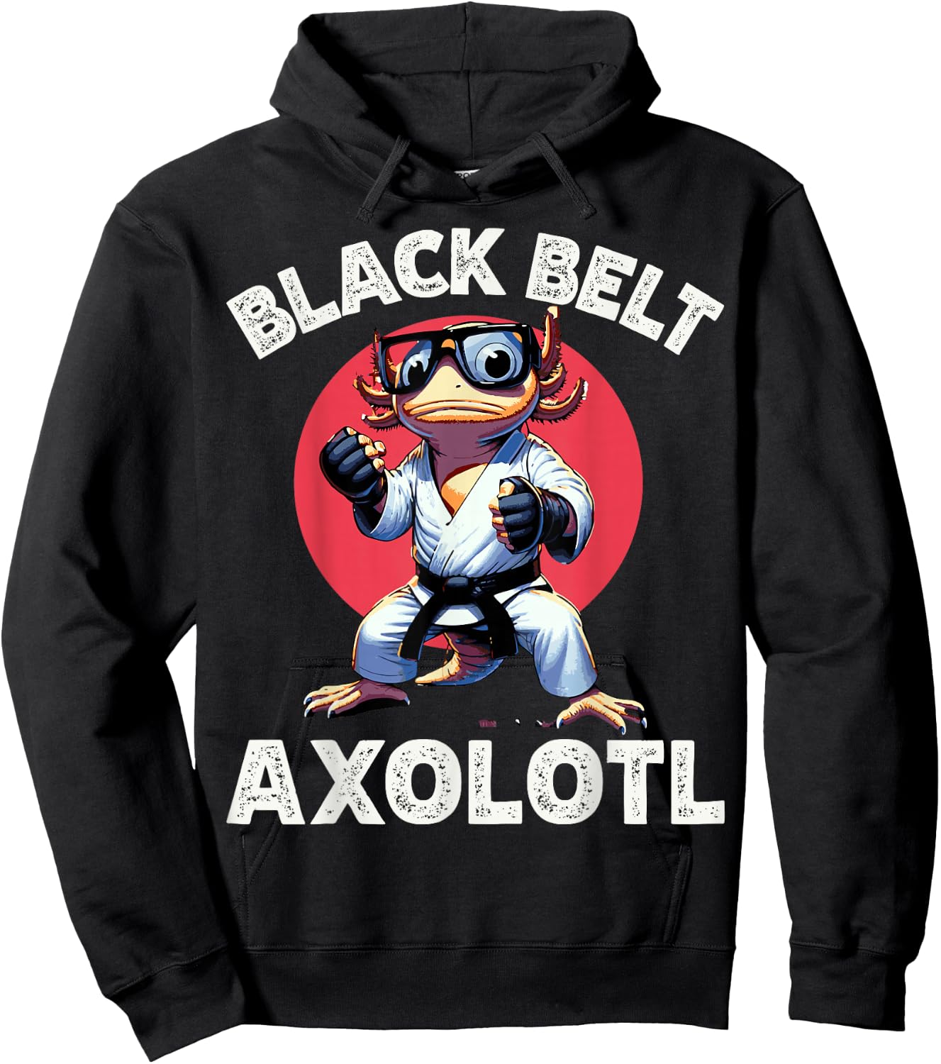 Kawaii Axolotl Black Belt Karate Martial Arts Cute Kids Hoodie - Hoodie | Black