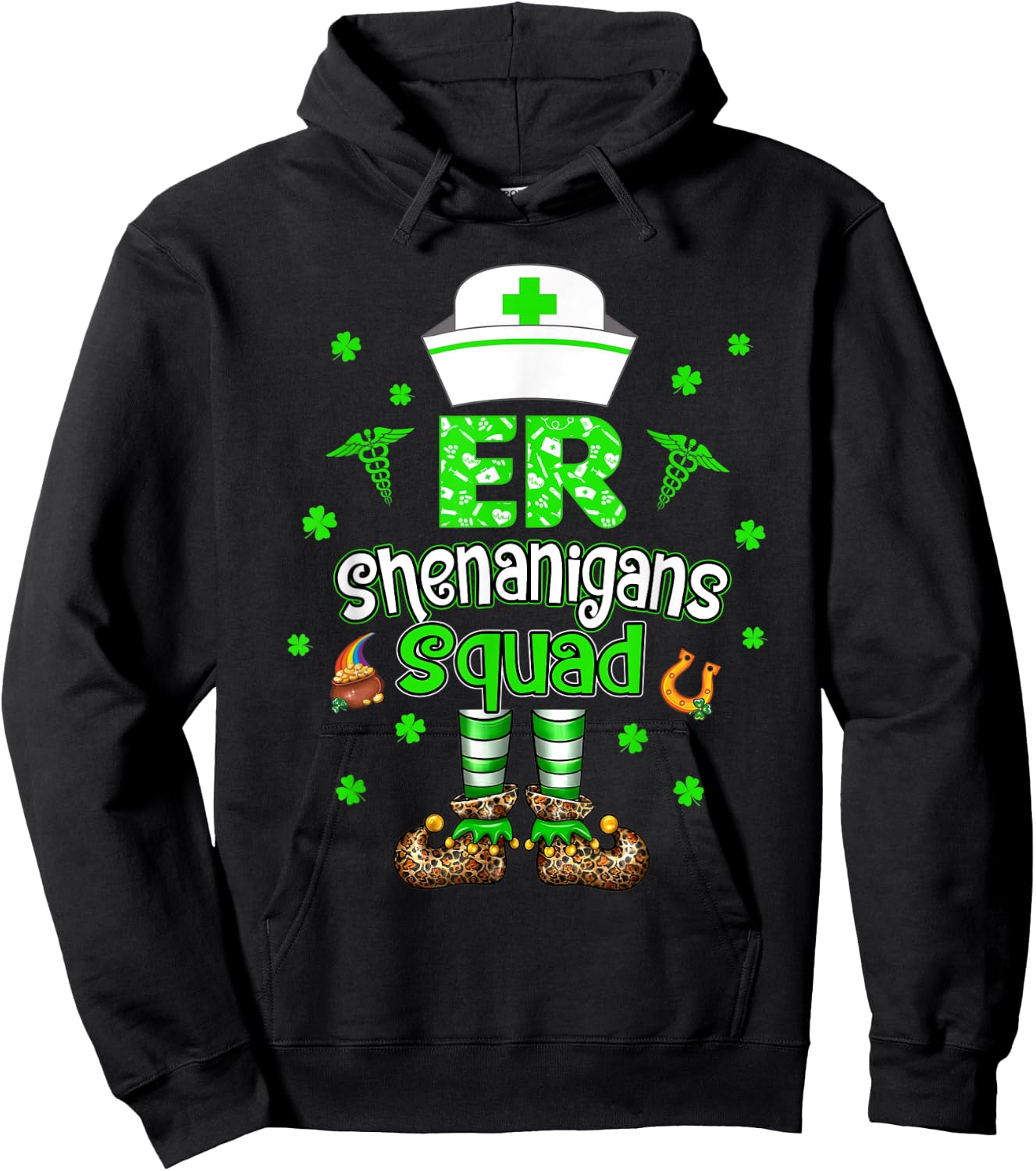 ER Shenanigans Squad Nurse Emergency Room St Patricks Day Hoodie - Hoodie | Black
