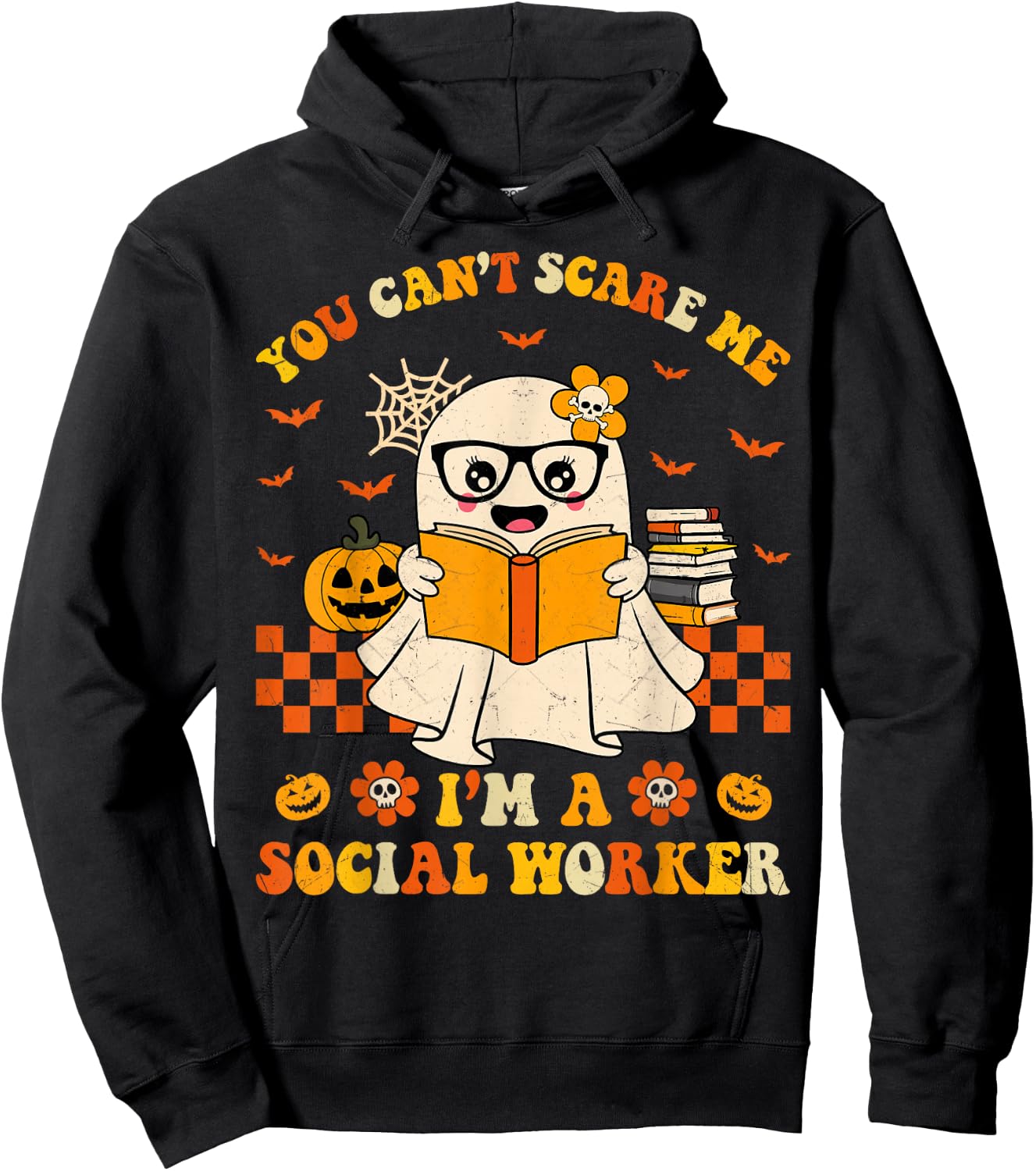 Cute You Can't Scare Me I'm a School Social Worker Halloween Hoodie - Hoodie | Black