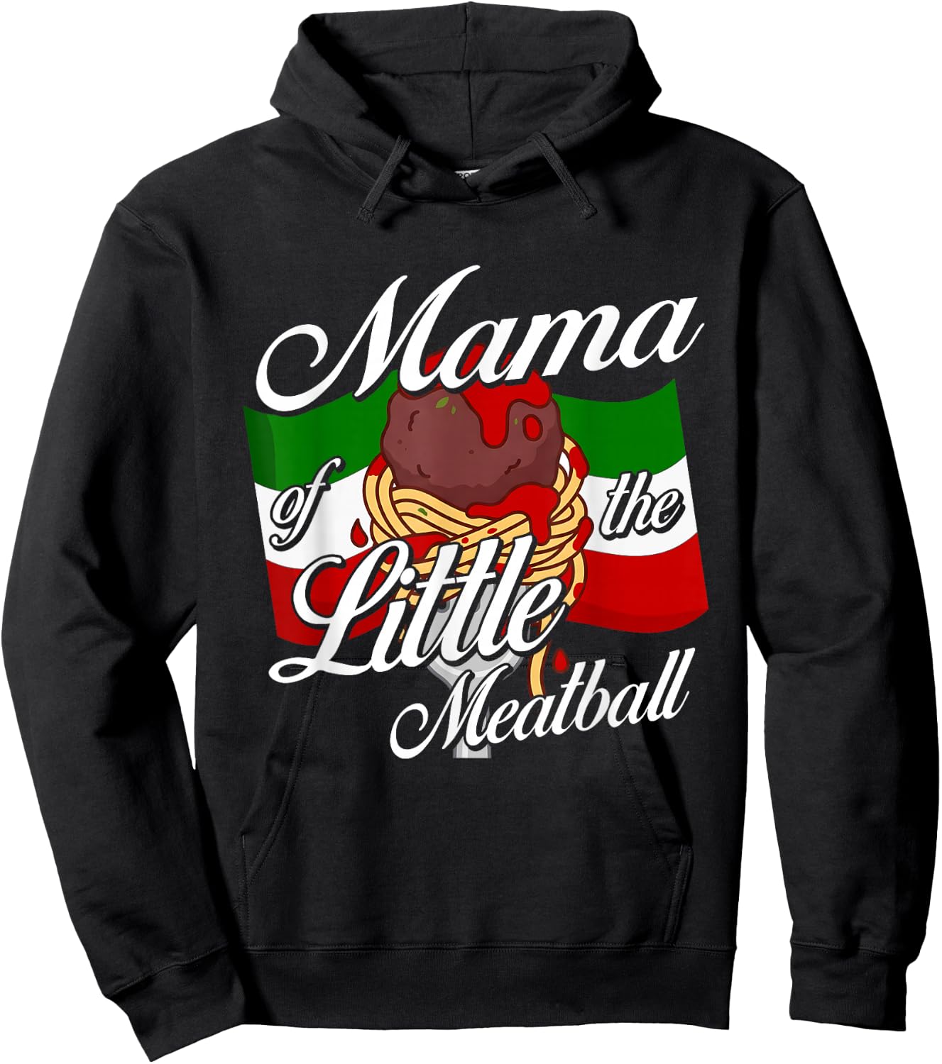 Mama of Little Meatball Italian Theme 1st Bday Italy Hoodie - Hoodie | Black