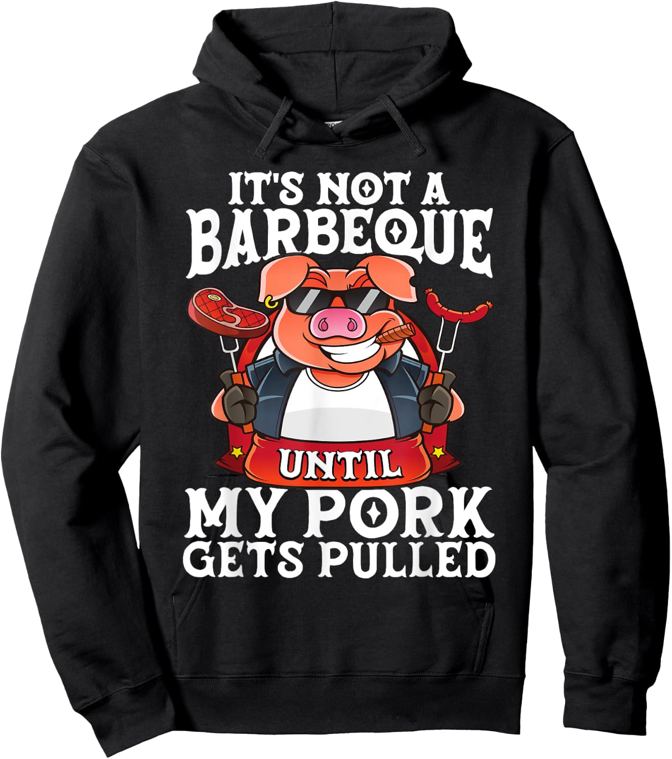 It's Not A Barbeque Until My Pork Gets Pulled Funny BBQ Dad Hoodie - Hoodie | Black