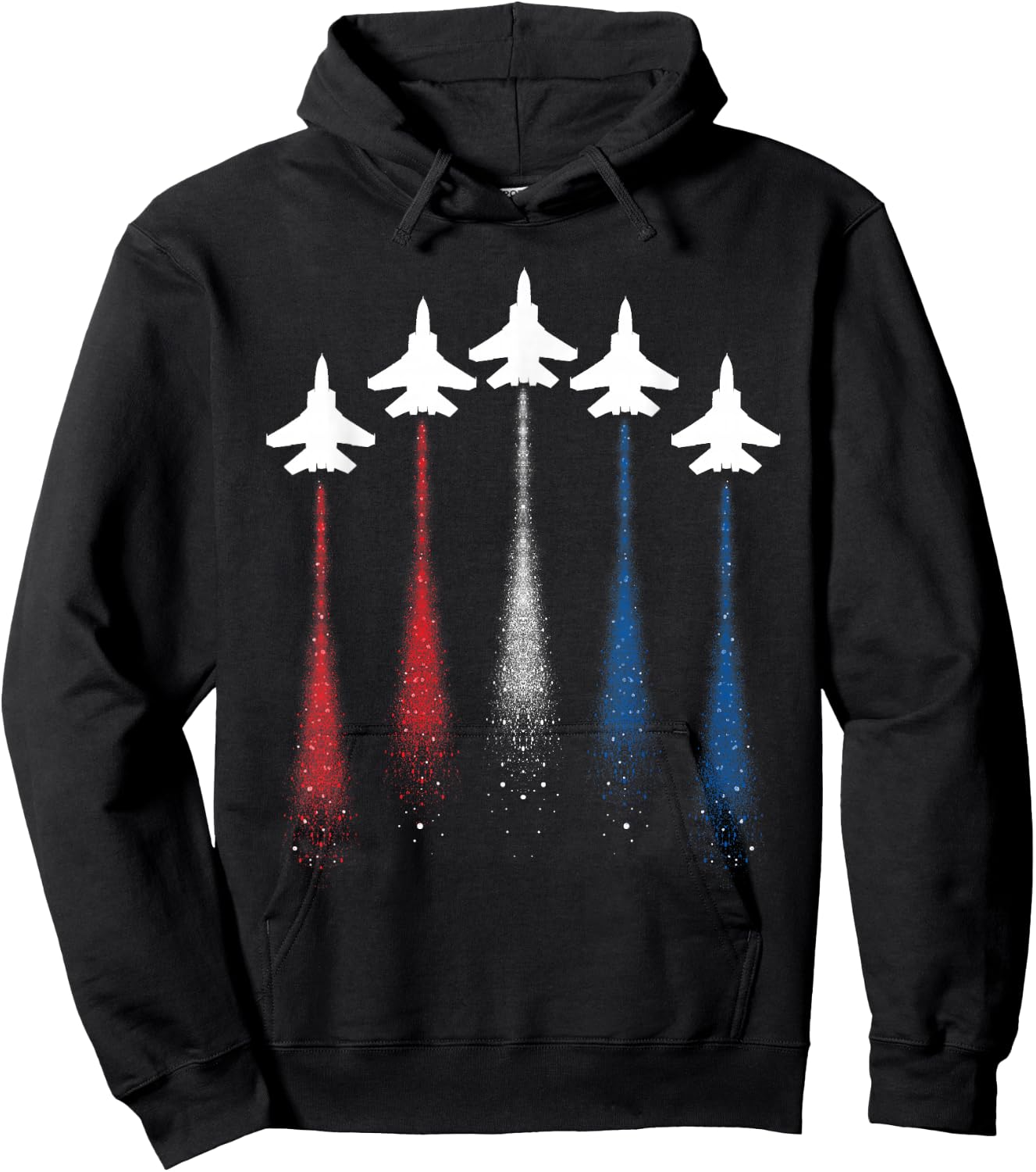 Patriotic USA Flag Red White Blue Fighter Jets 4th of July Hoodie - Hoodie | Black