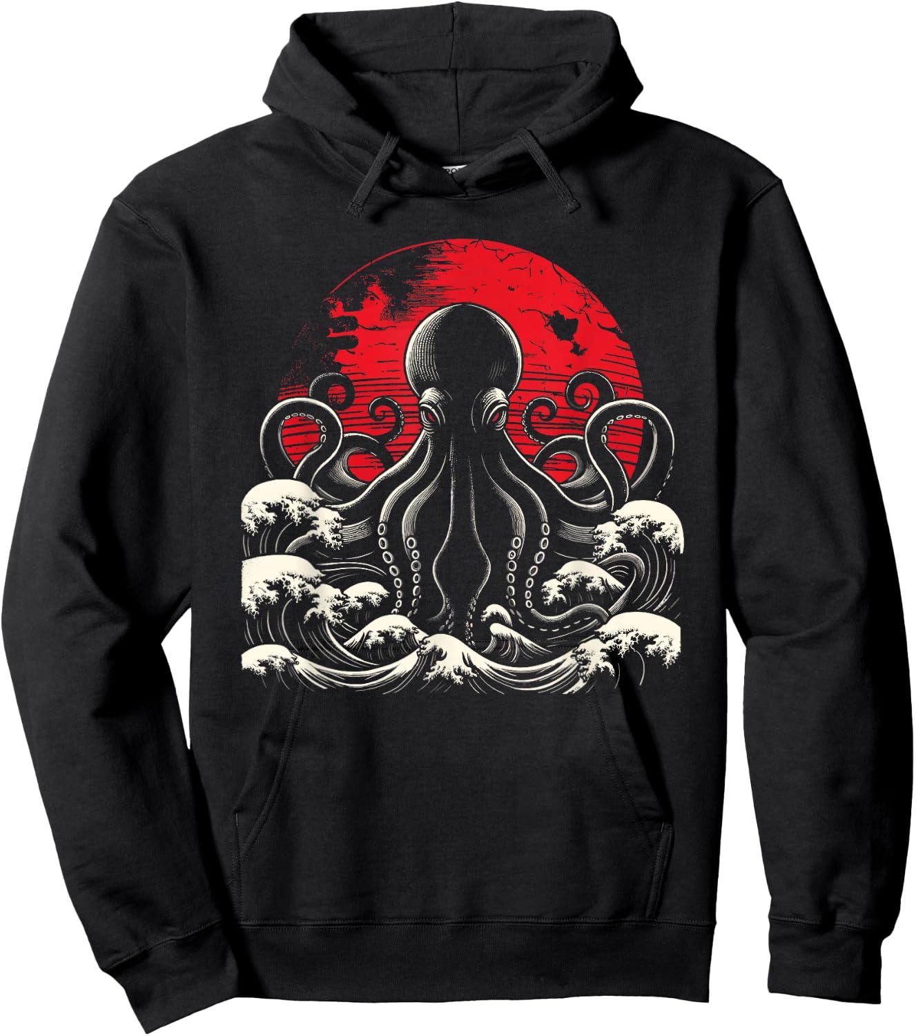 Horror Octopus Octopus Giant Octopus Japanese Waves Octopus Hoodie - Hoodie | Black