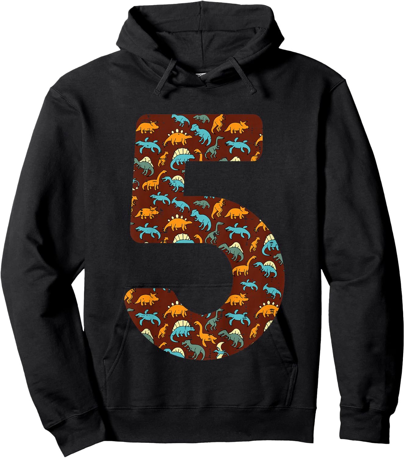 Kids 5th Birthday 5 Dinosaurs Trex Five Year Old Bday Party Boys Hoodie - Hoodie | Black