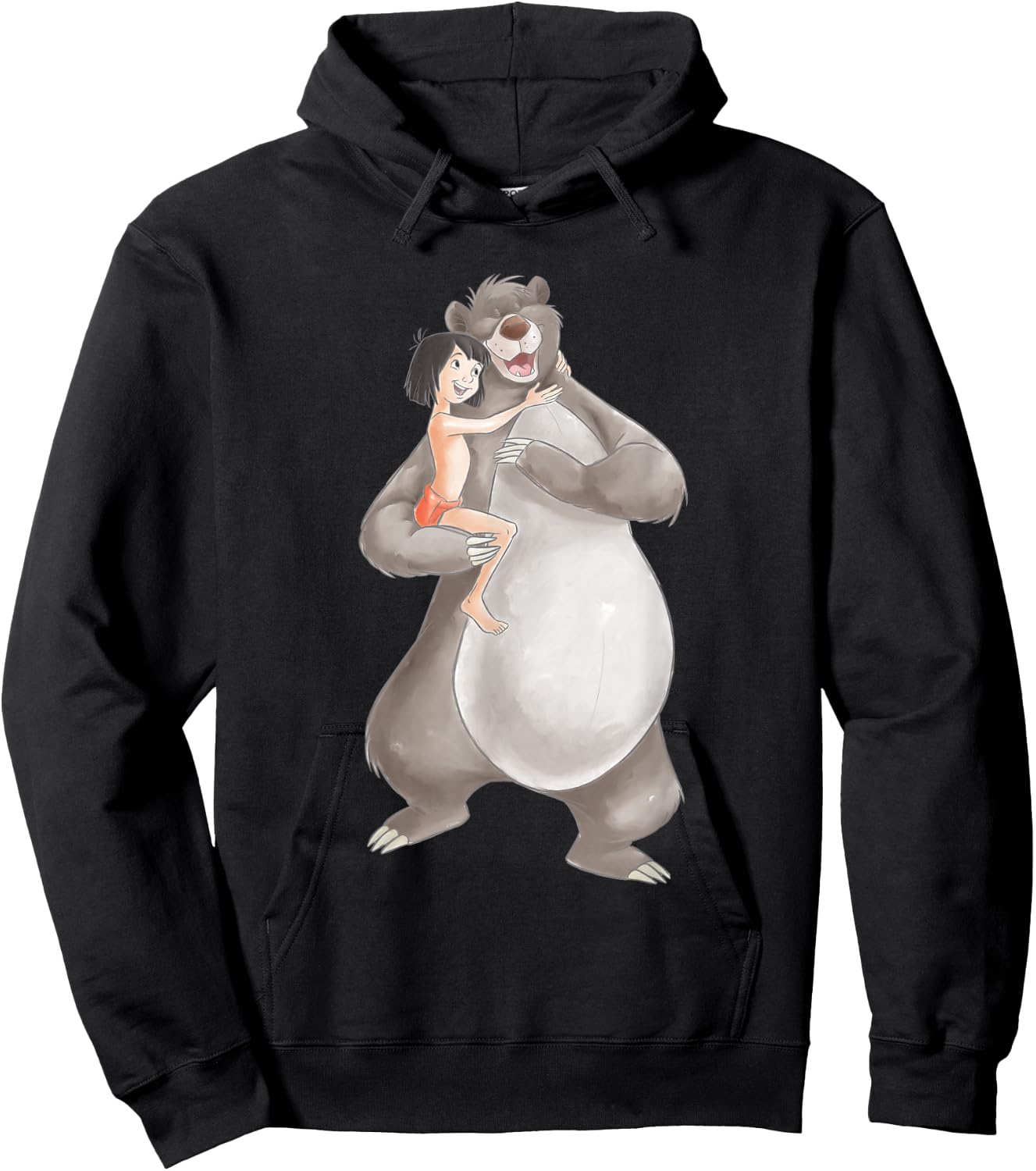 Jungle Book Watercolour Balu And Maugli , Black, S Hoodie - Hoodie | Black