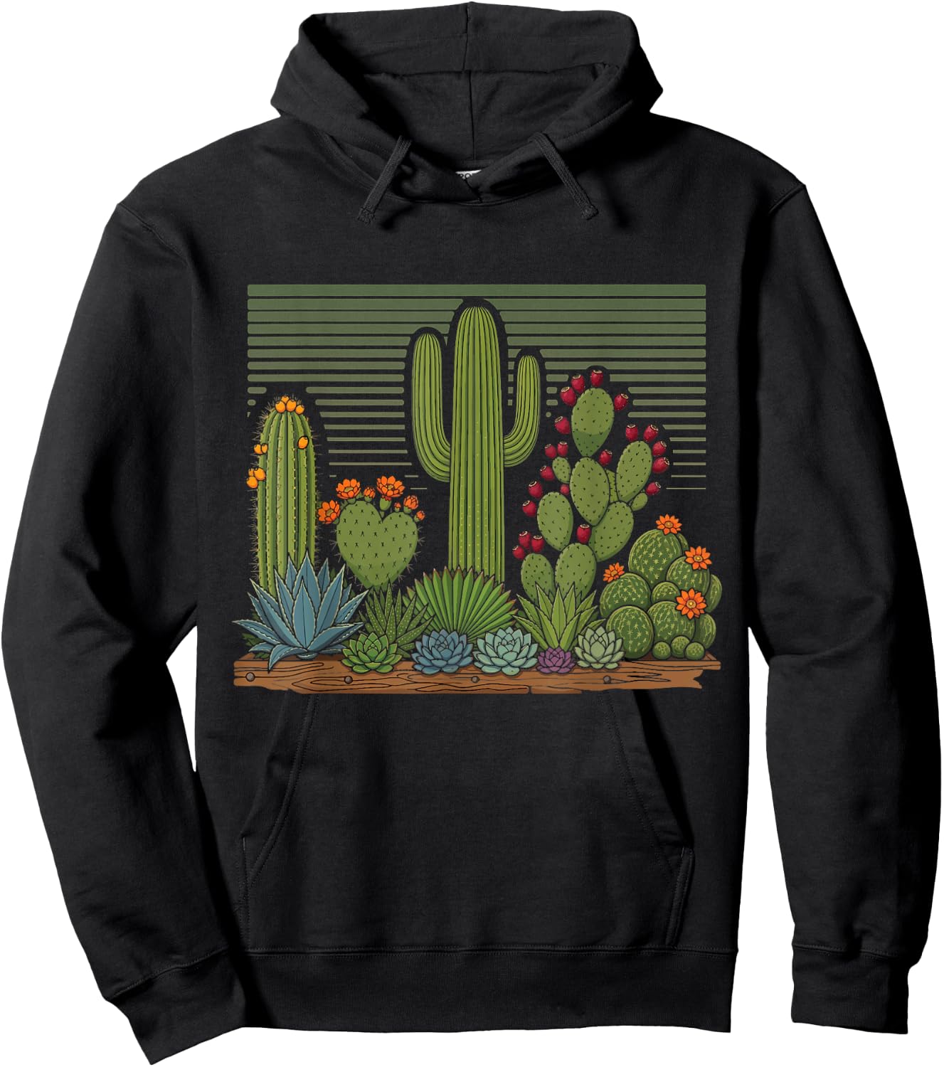 Cactus Desert Vintage Retro Western Nature Design Hoodie - Hoodie | Black