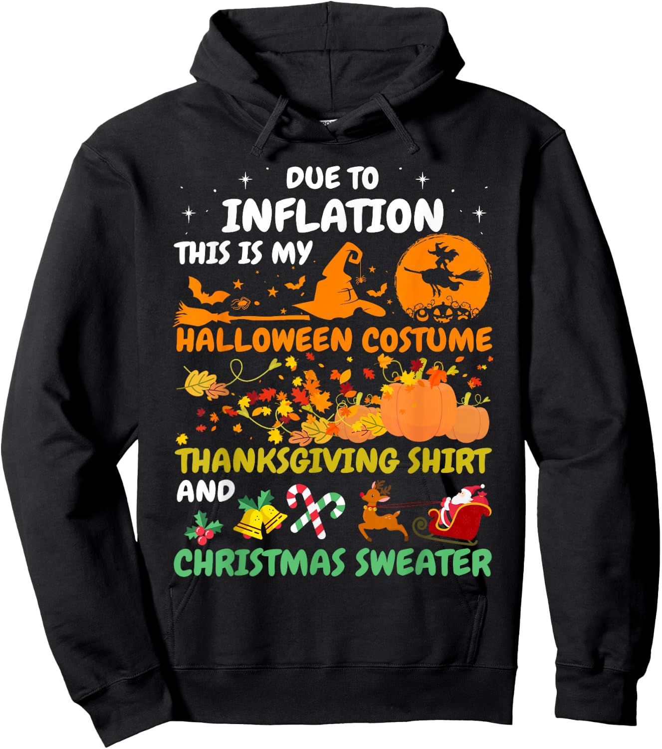 Due to Inflation This is My Halloween Thanksgiving Christmas Hoodie - Hoodie | Black