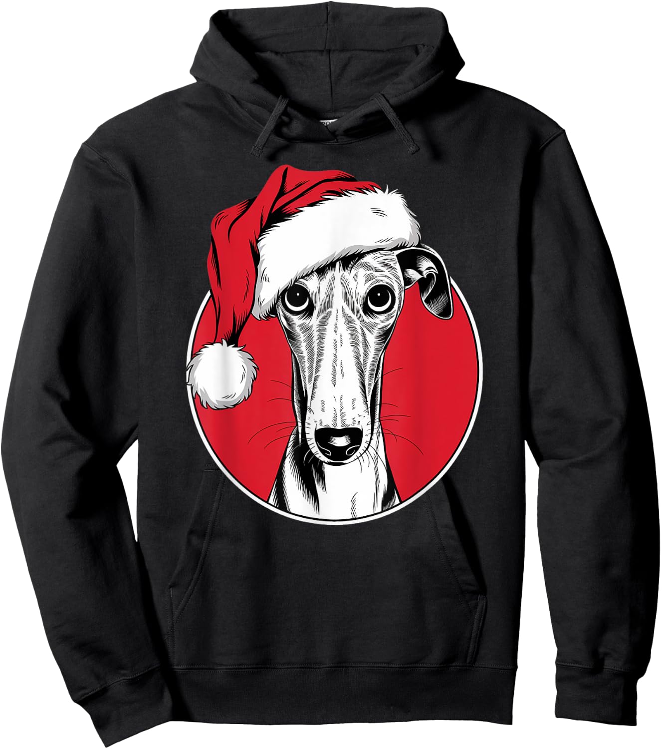 Joyful Greyhound Santa Dog on Greyhound Christmas Women Kids Hoodie - Hoodie | Black