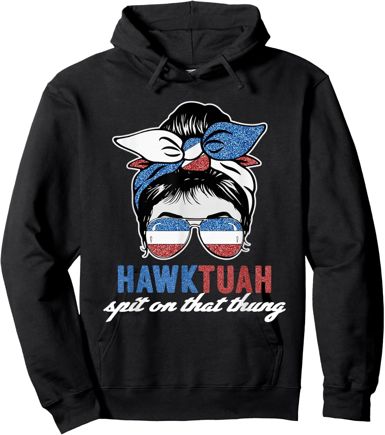 Hawk Tush American Flag Blue Red White Men Women USA Funny Hoodie - Hoodie | Black