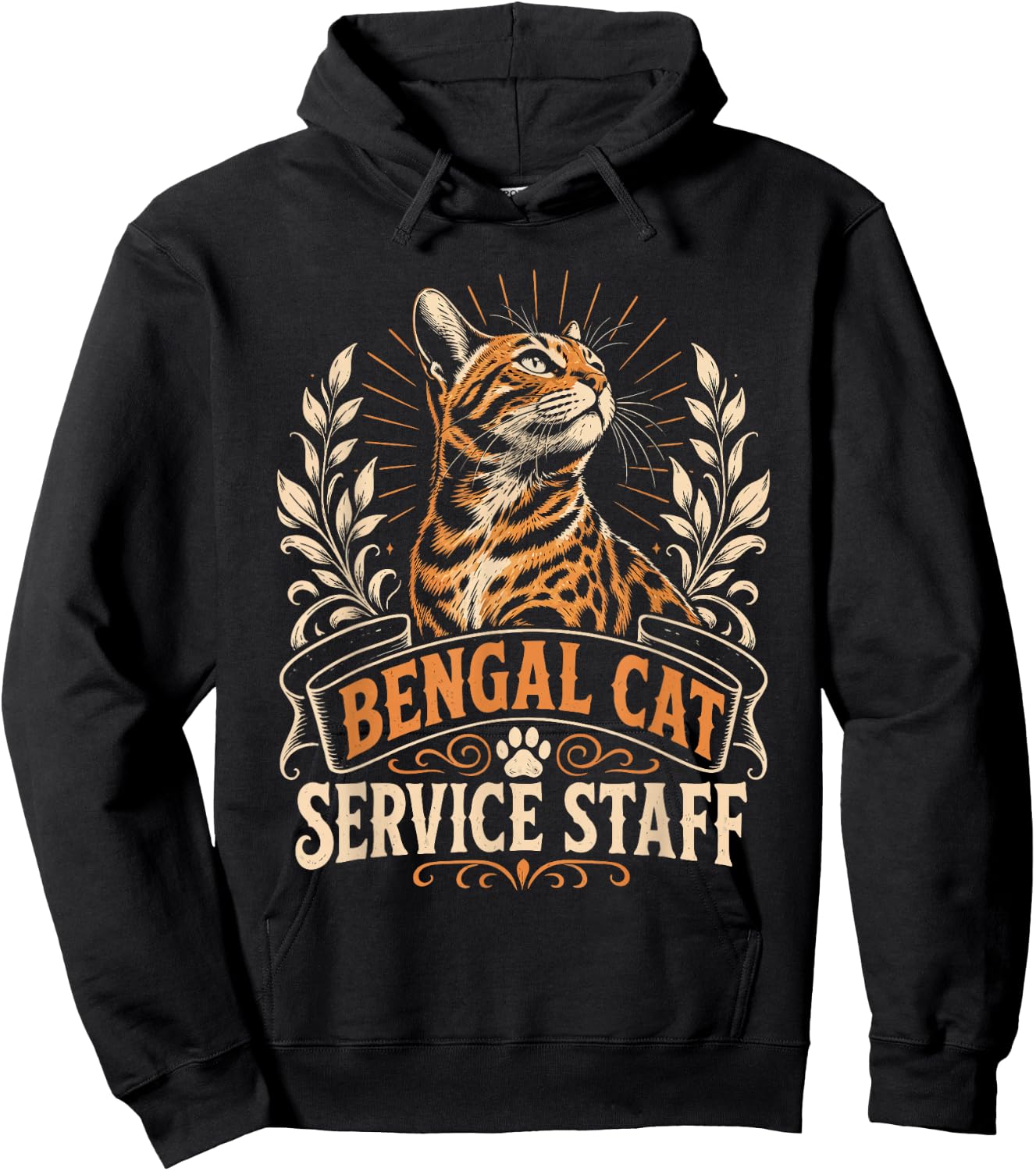 Bengal Cats Service Staff Vintage Funny Bengal Cat Hoodie - Hoodie | Black