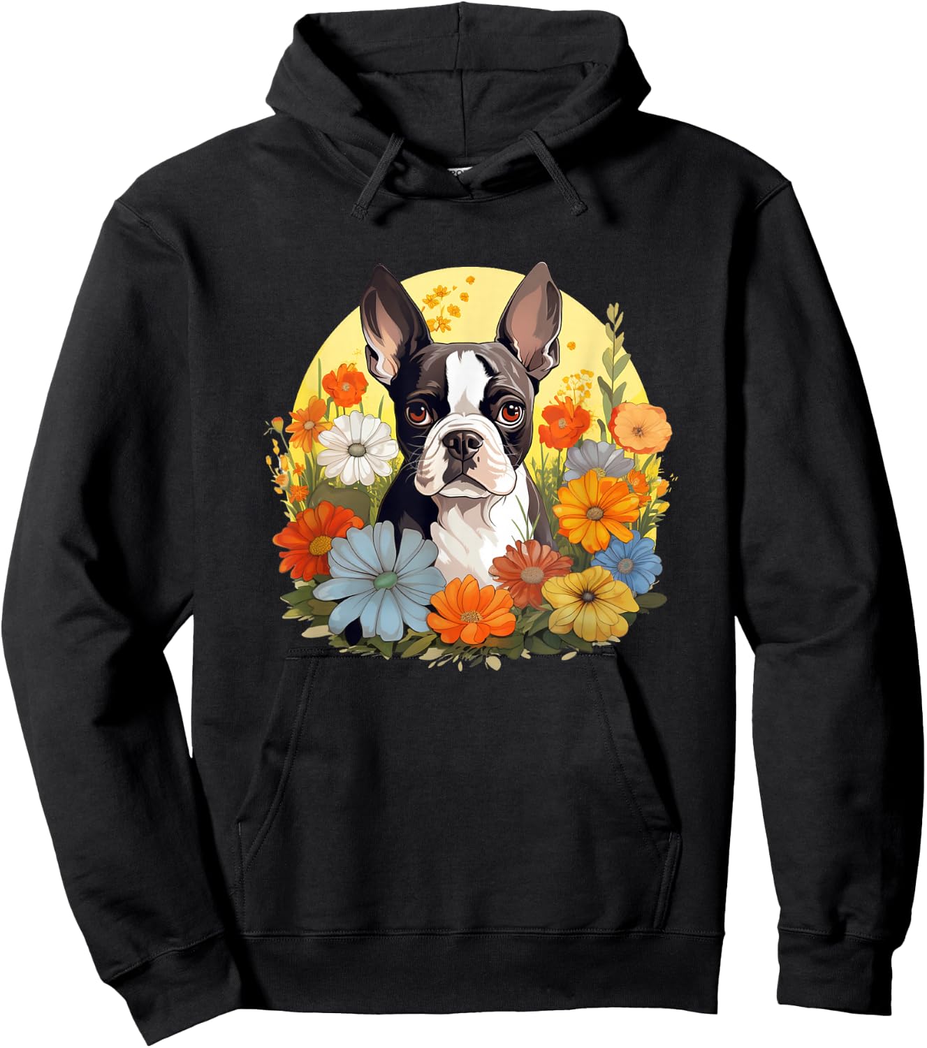 Cute Girls Retro Vintage Floral Flowers Bostie Lover Hoodie - Hoodie | Black