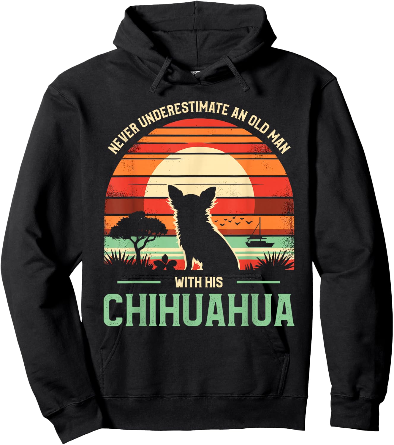 Never Underestimate An Old Man With His Chihuahua Chi Hoodie - Hoodie | Black
