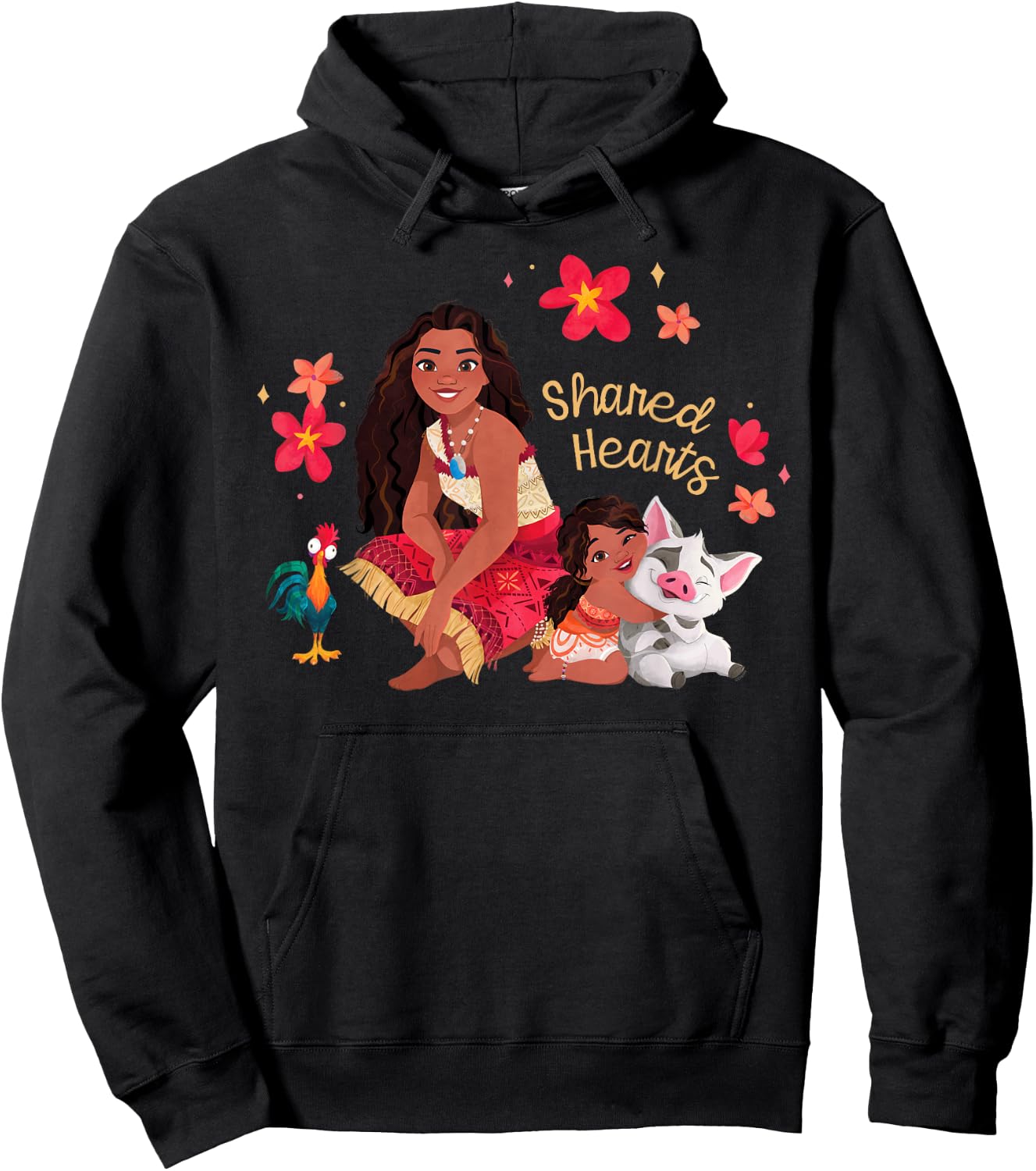 Disney Moana 2 Moana Simea Pua Heihei Shared Hearts , Black, S Hoodie - Hoodie | Black