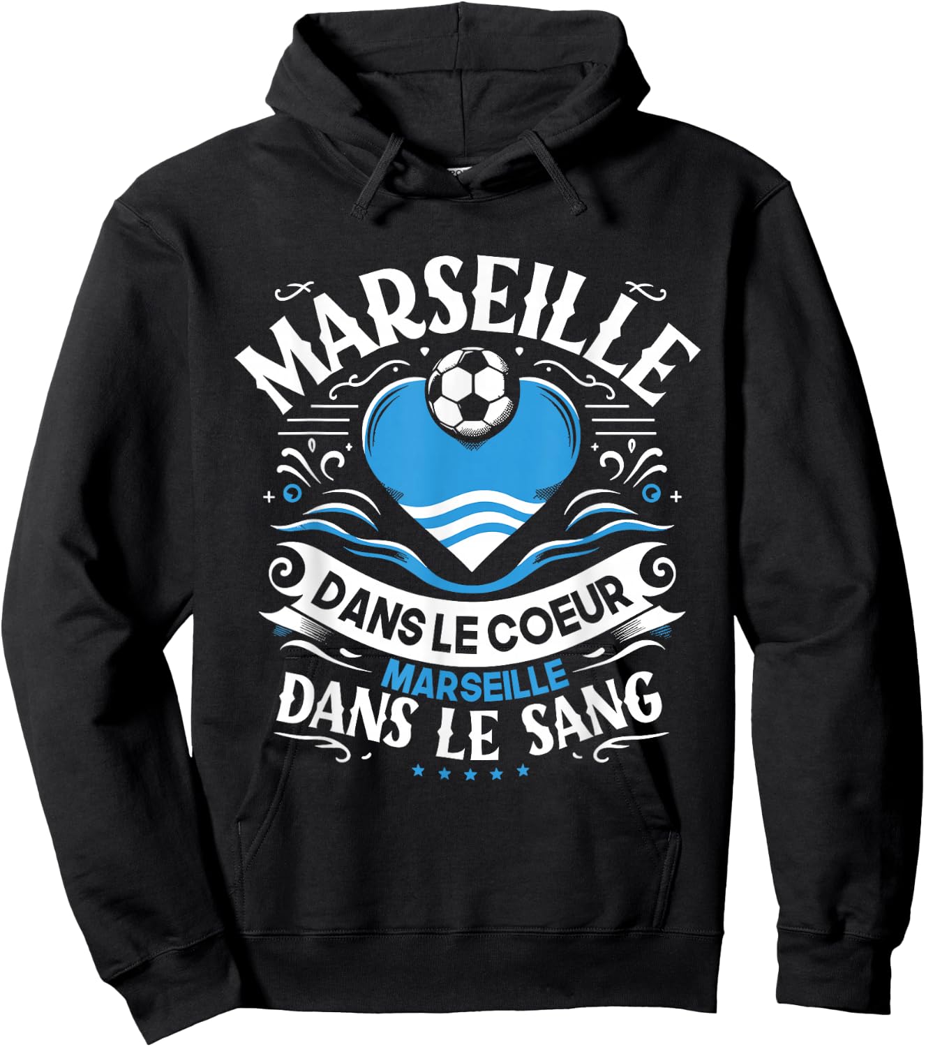 Gift Marseillais Funny Heart Marseille Football , Black Hoodie - Hoodie | Black
