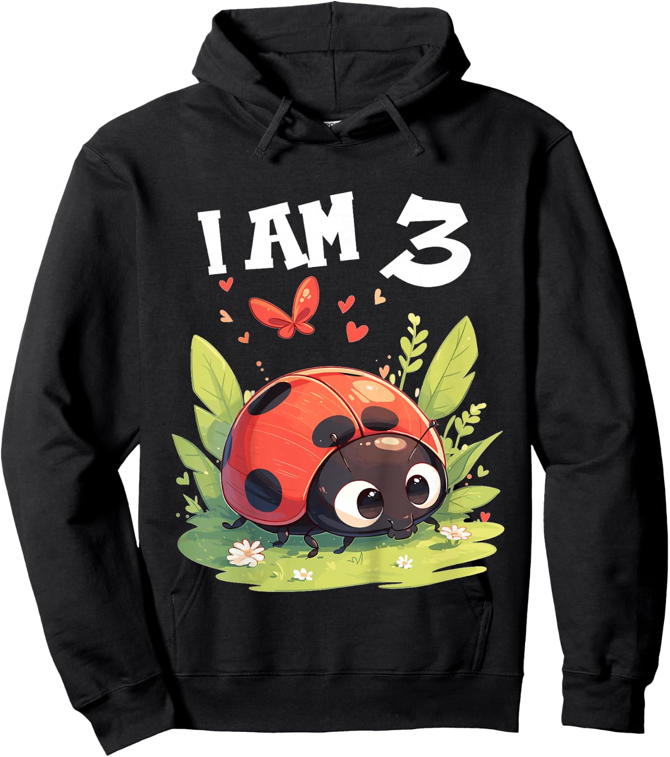 Kids 3 Years old 3 birthday Ladybugs Boy Girl Ladybug Hoodie - Hoodie | Black