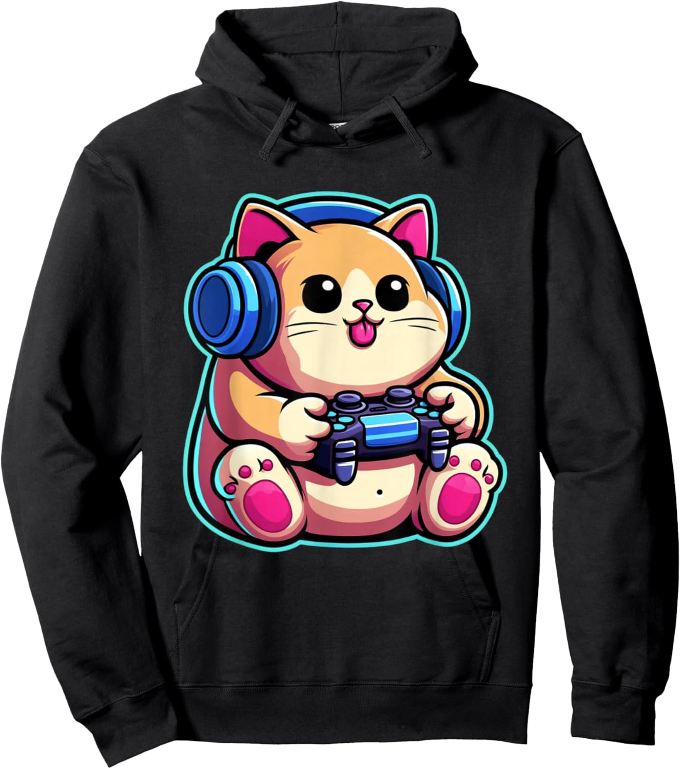 Funny Cat Gamer Gaming Cat Video Game Hoodie - Hoodie | Black