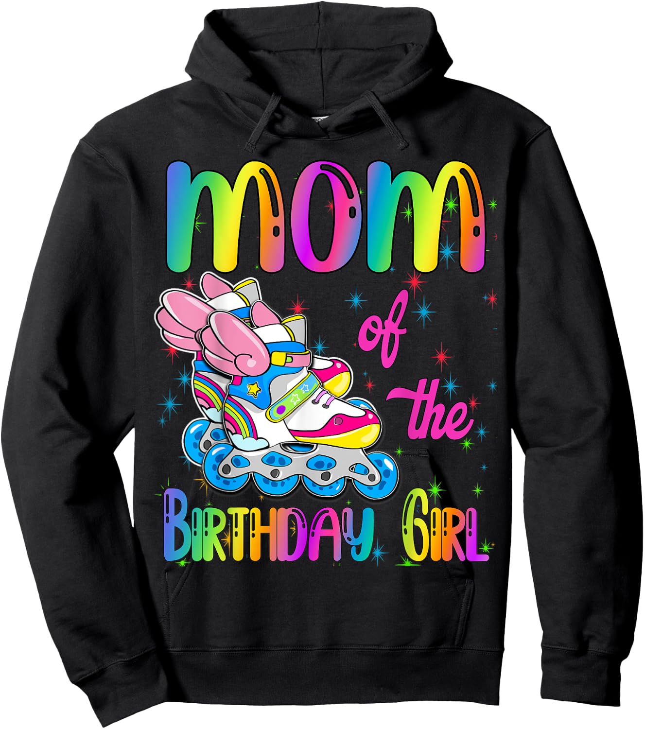 Mom of the Birthday girl Rolling skate Family Party Hoodie - Hoodie | Black
