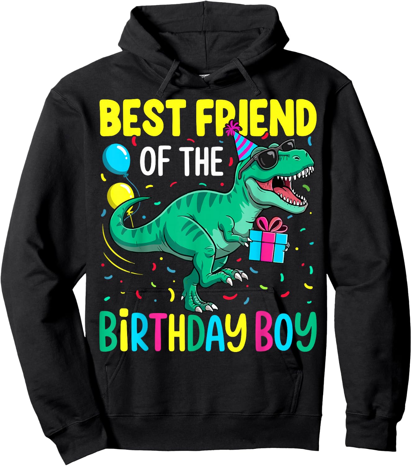 Best Friend of The Birthday Party Outfit Dinosaur Bestie Hoodie - Hoodie | Black