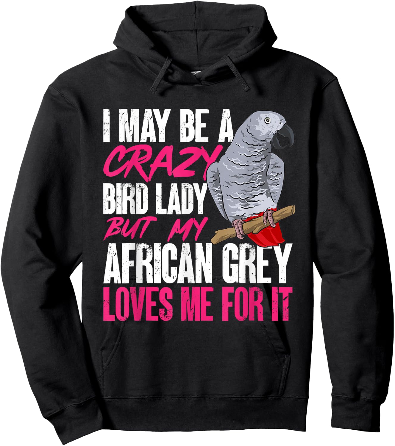 African Grey Parrot Mom Crazy Bird Lady Hoodie - Hoodie | Black