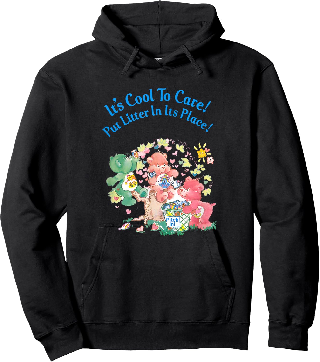 Care Bears It's Cool to Care Earth Day Retro Cartoon Hoodie - Hoodie | Black