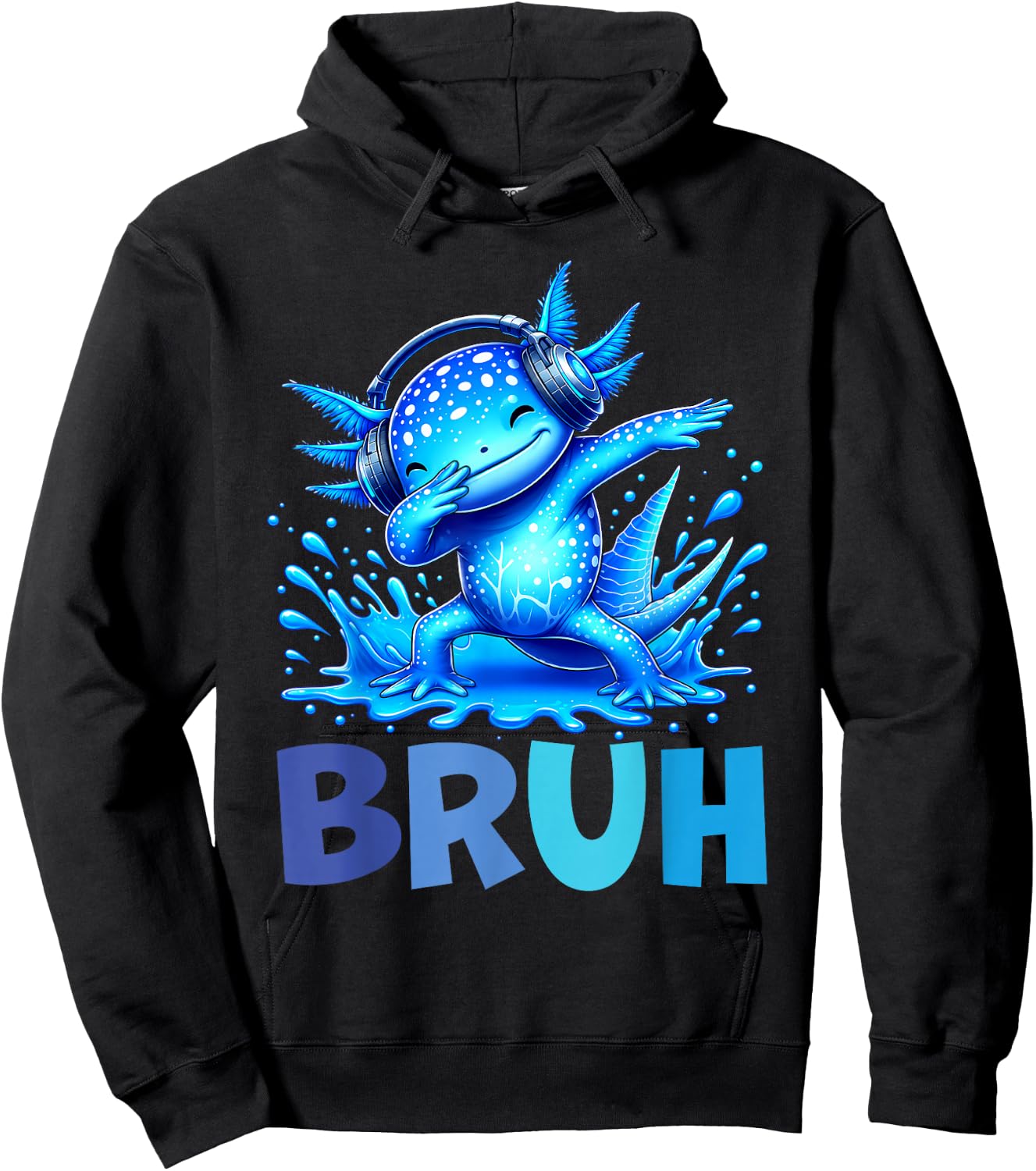 Bruh Dabbing Axolotl Funny Gamer Kids Boys Teens Axolotls Hoodie - Hoodie | Black