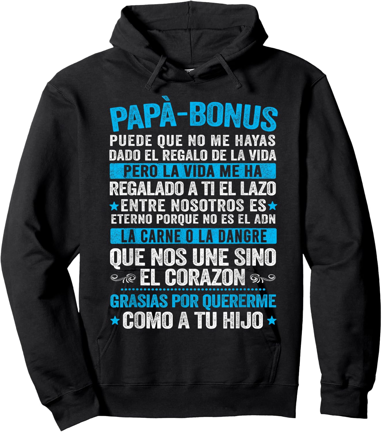 Bonus Papa , Happy Father's Day Clothing, Stepdad Hoodie - Hoodie | Black