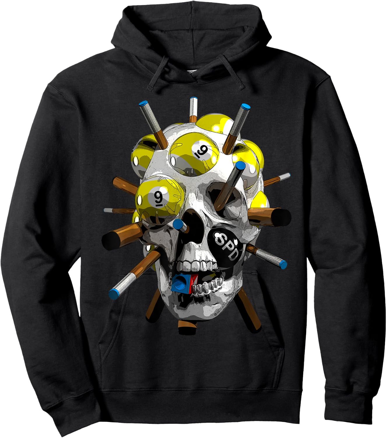 Halloween 9-Ball Pool Cues for Billiards & Nine Ball Player Hoodie - Hoodie | Black