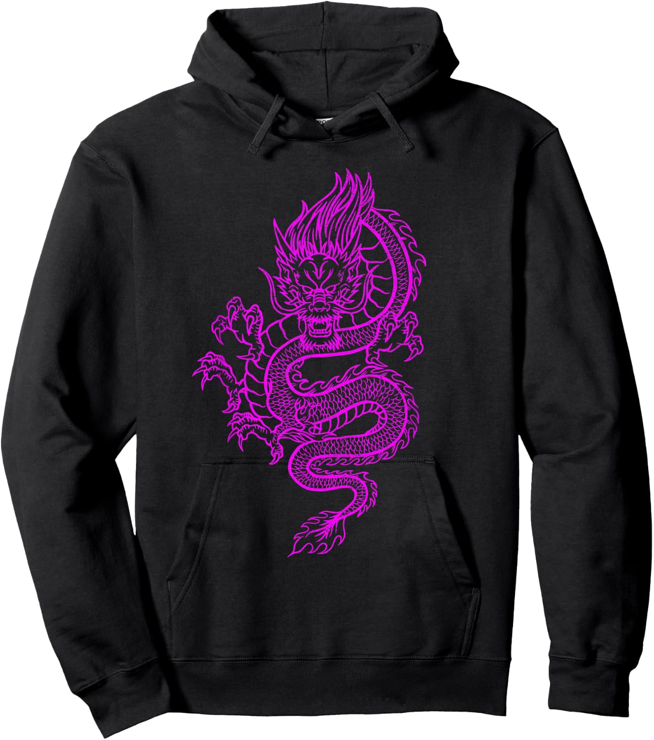 Big Pink Colored Dragon Graphic Design Hoodie - Hoodie | Black