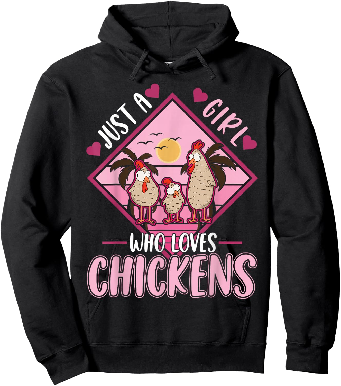 Just a Girl who Loves Chickens Girl Farmer Hoodie - Hoodie | Black