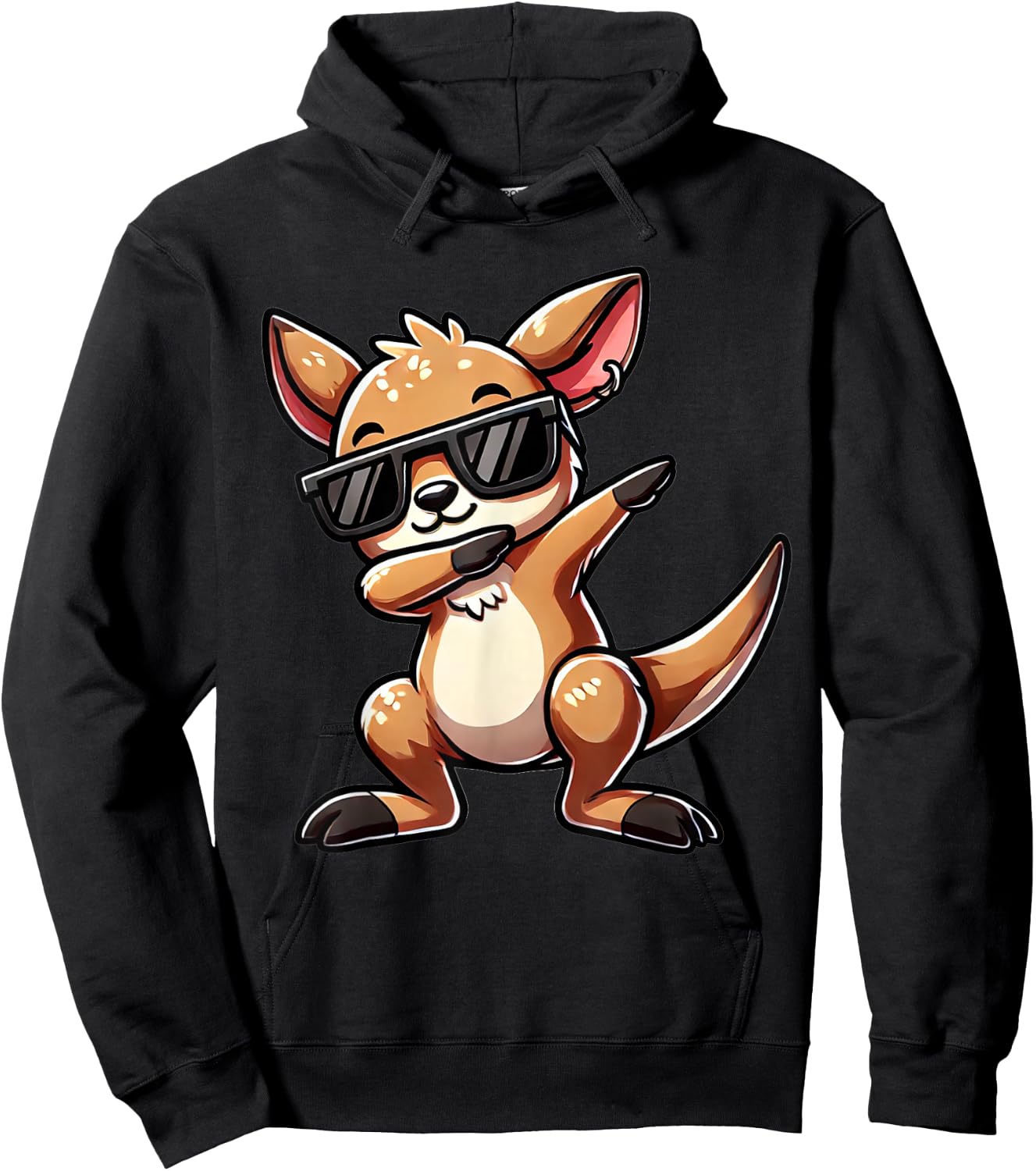 Dabbing Kangaroo Funny Kangaroo with Zoom Motif Kangaroo , black Hoodie - Hoodie | Black
