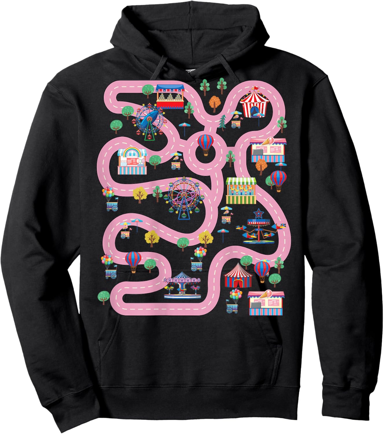 Cool Play Mat Car Racing Track Back Cute Father's Day , black Hoodie - Hoodie | Black
