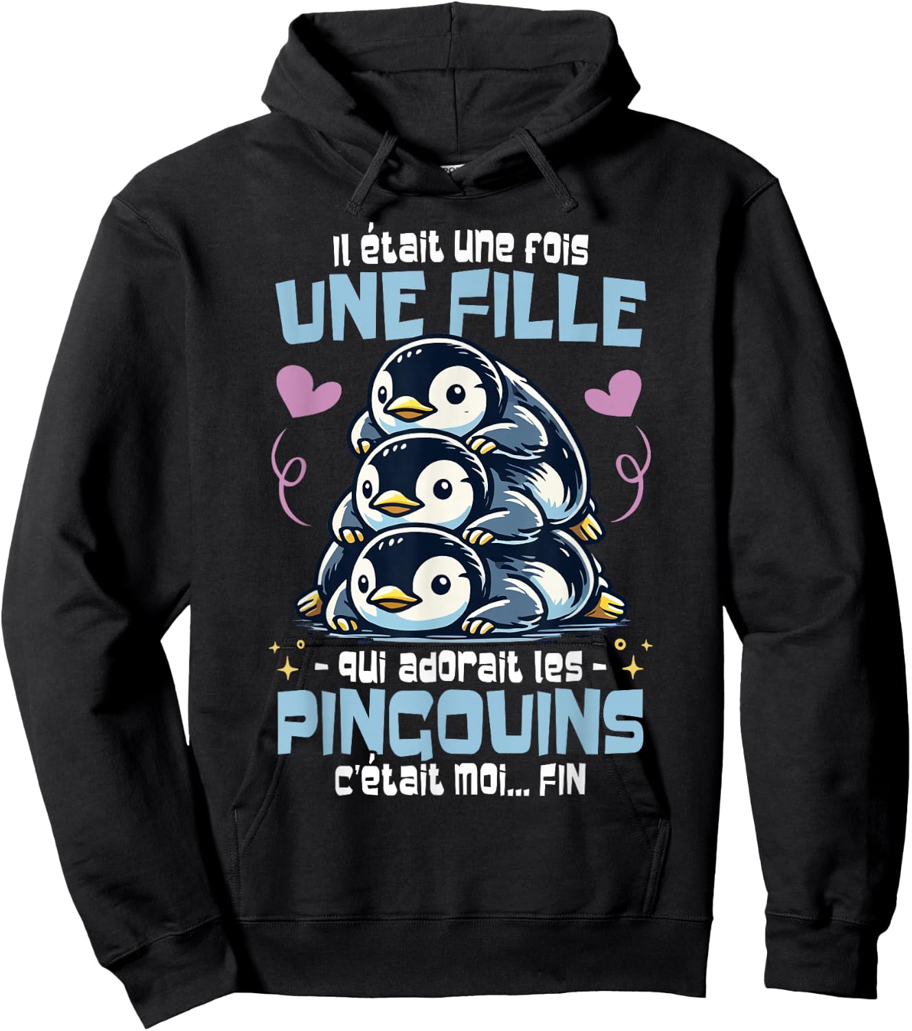Penguin was a Time Woman Girl Funny Penguins , Black, S Hoodie - Hoodie | Black