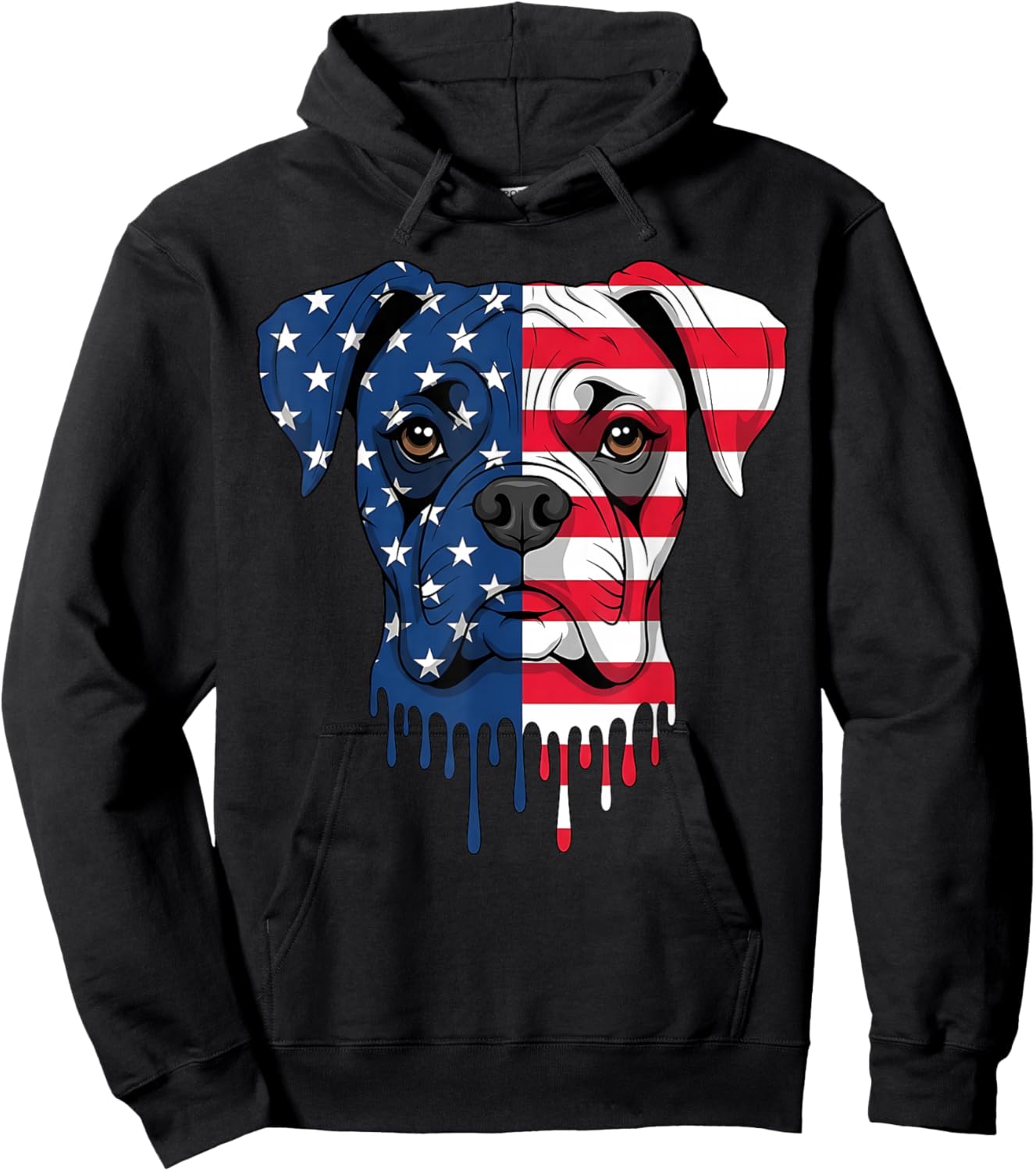 4th of July Boxer Dog American Flag Patriotic Hoodie - Hoodie | Black