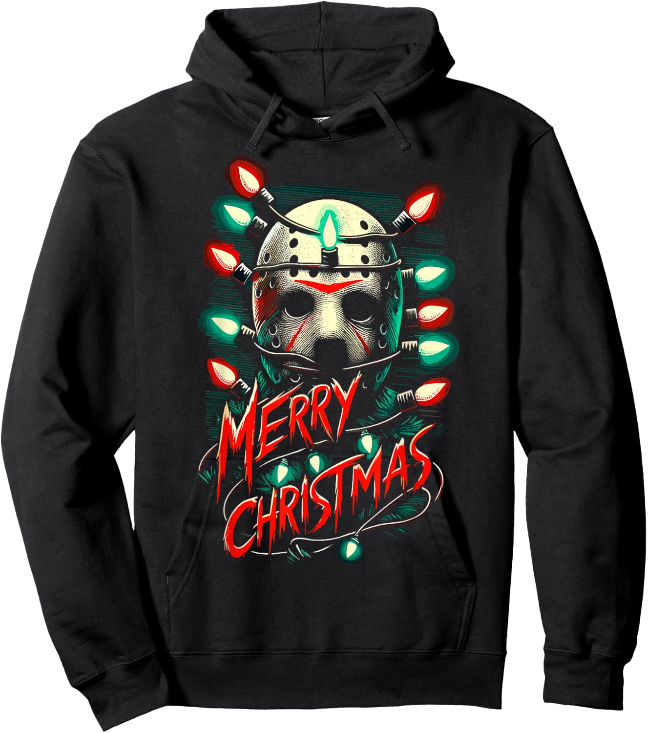 Merry Christmas Festive Slasher Candy Cane Menace Hoodie - Hoodie | Black