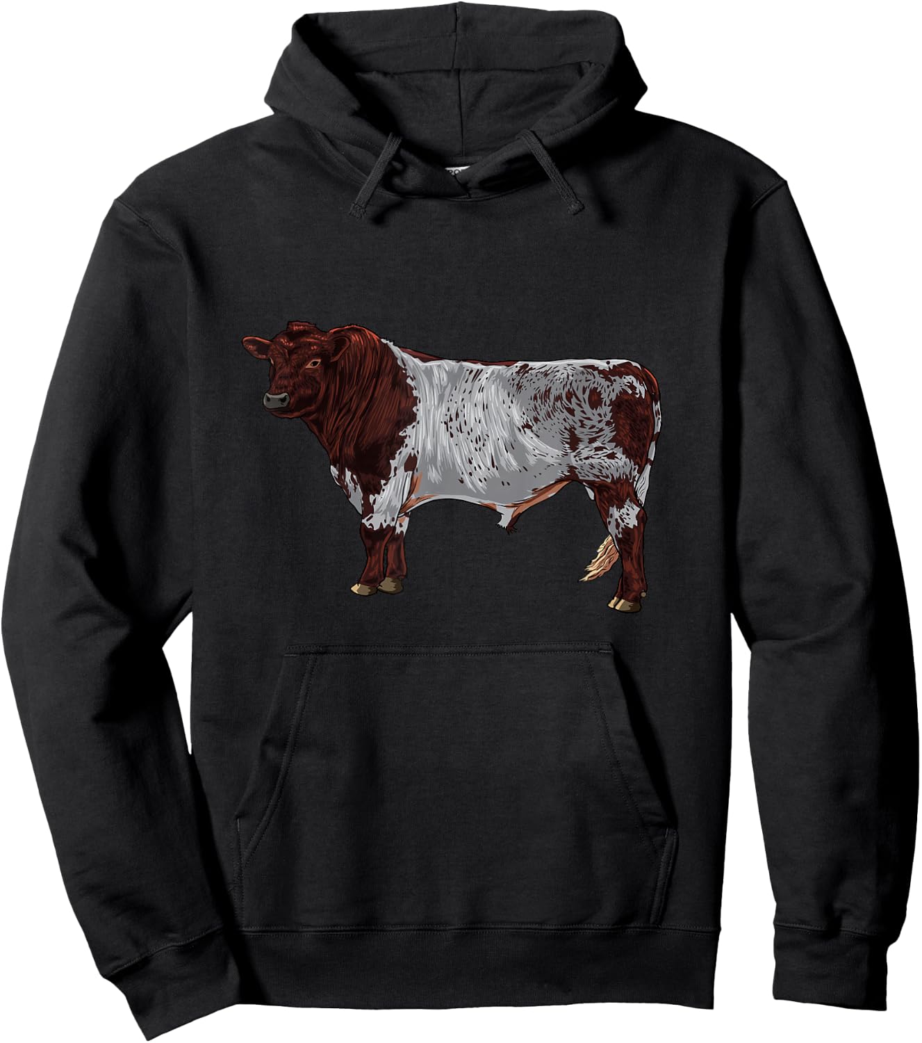 Drawing of a Shorthorn cattle Hoodie - Hoodie | Black