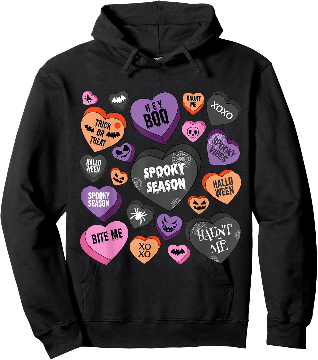 Candy Heart Spooky Season Funny Halloween Hoodie - Hoodie | Black