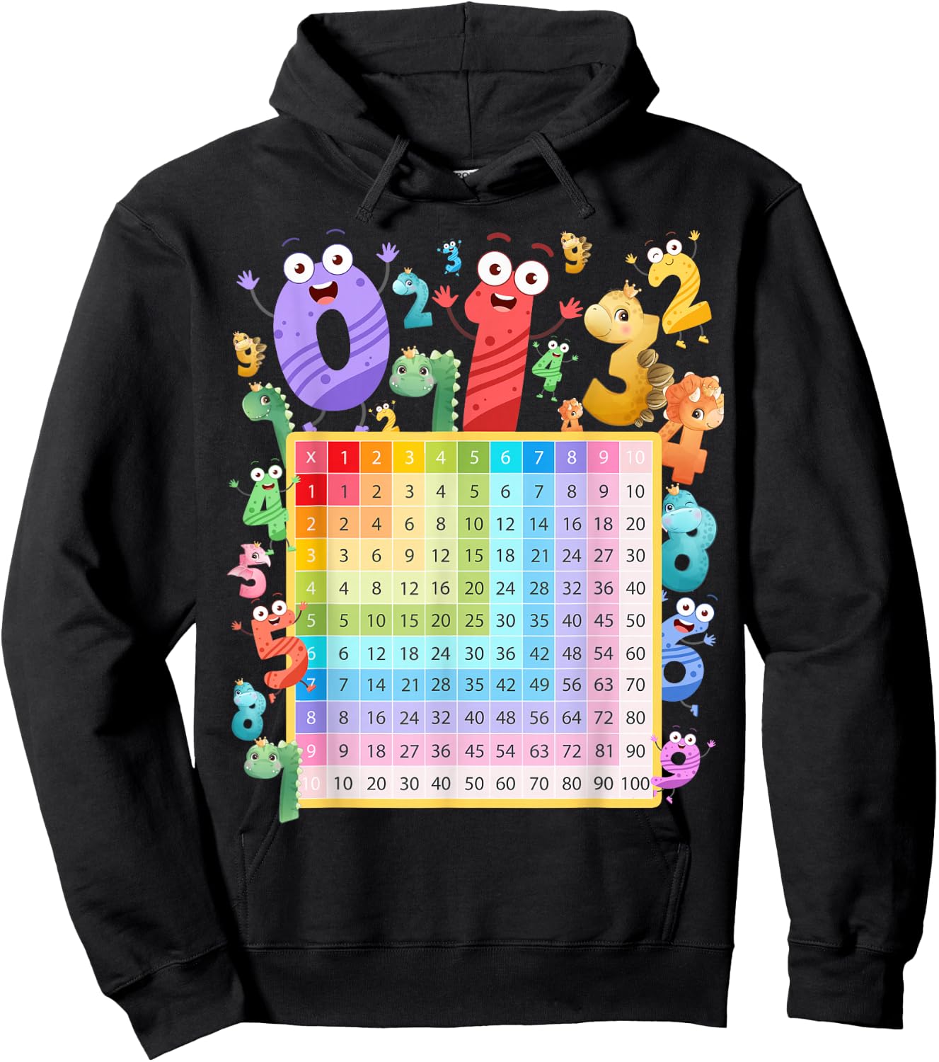 Dinosaur Numbers Idea For Kids & Dino Multiplication Number Hoodie - Hoodie | Black